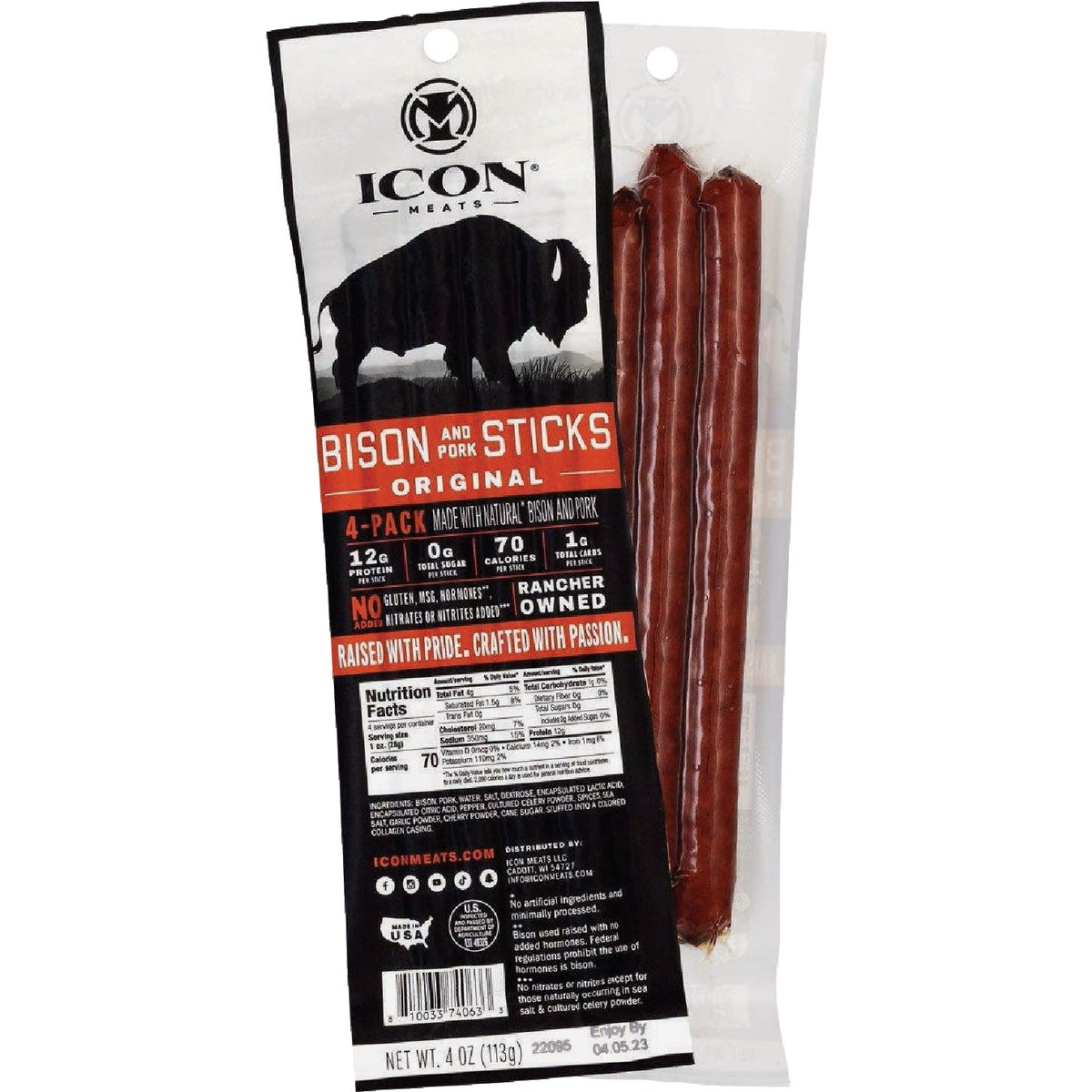 Icon 4 Oz. Original Bison Stick (4-Pack)