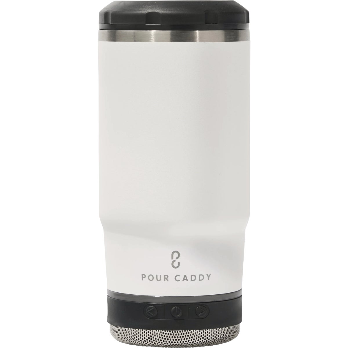 Pour Caddy Chill & Brew 14 Oz. White Insulated Drink Holder with Speaker