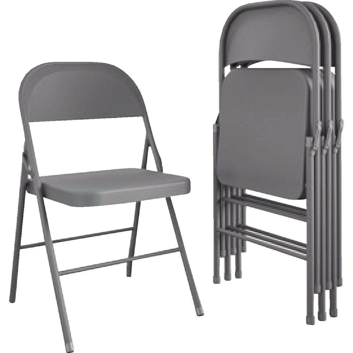 Cosco Gray All Steel Folding Chair (4-Pack)