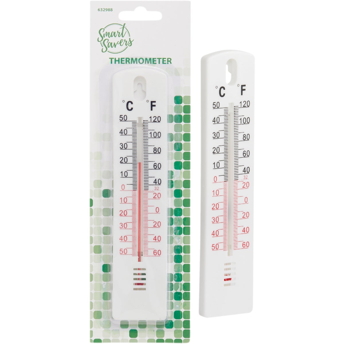 Smart Savers -20 to 120 F, -30 to 50 C White Window Thermometer