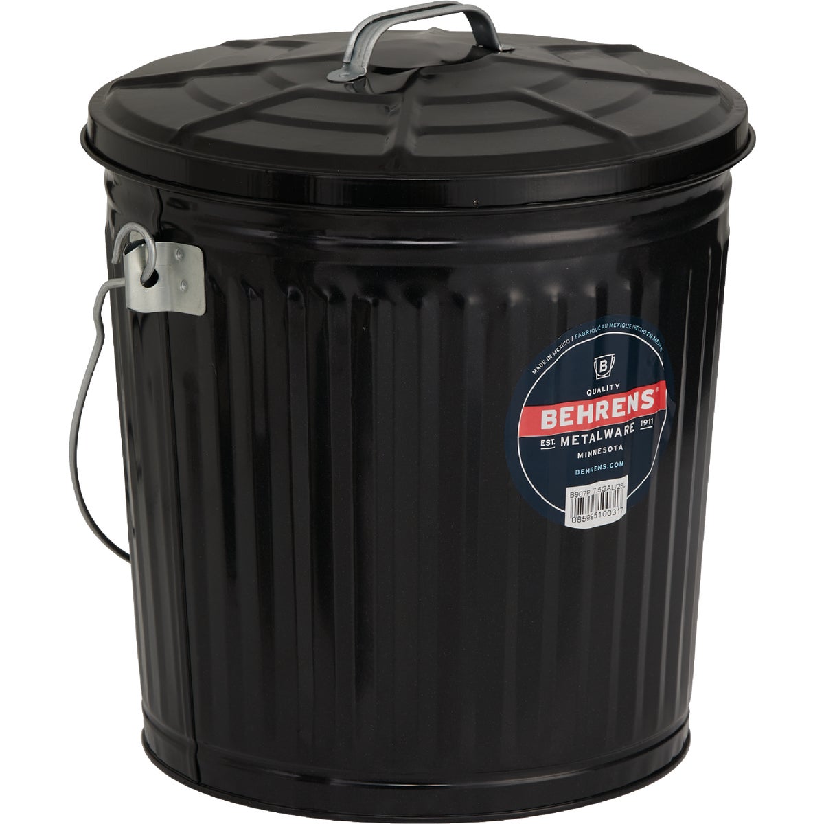 Behrens 7.5 Gal. Black Galvanized Steel Ash Pail