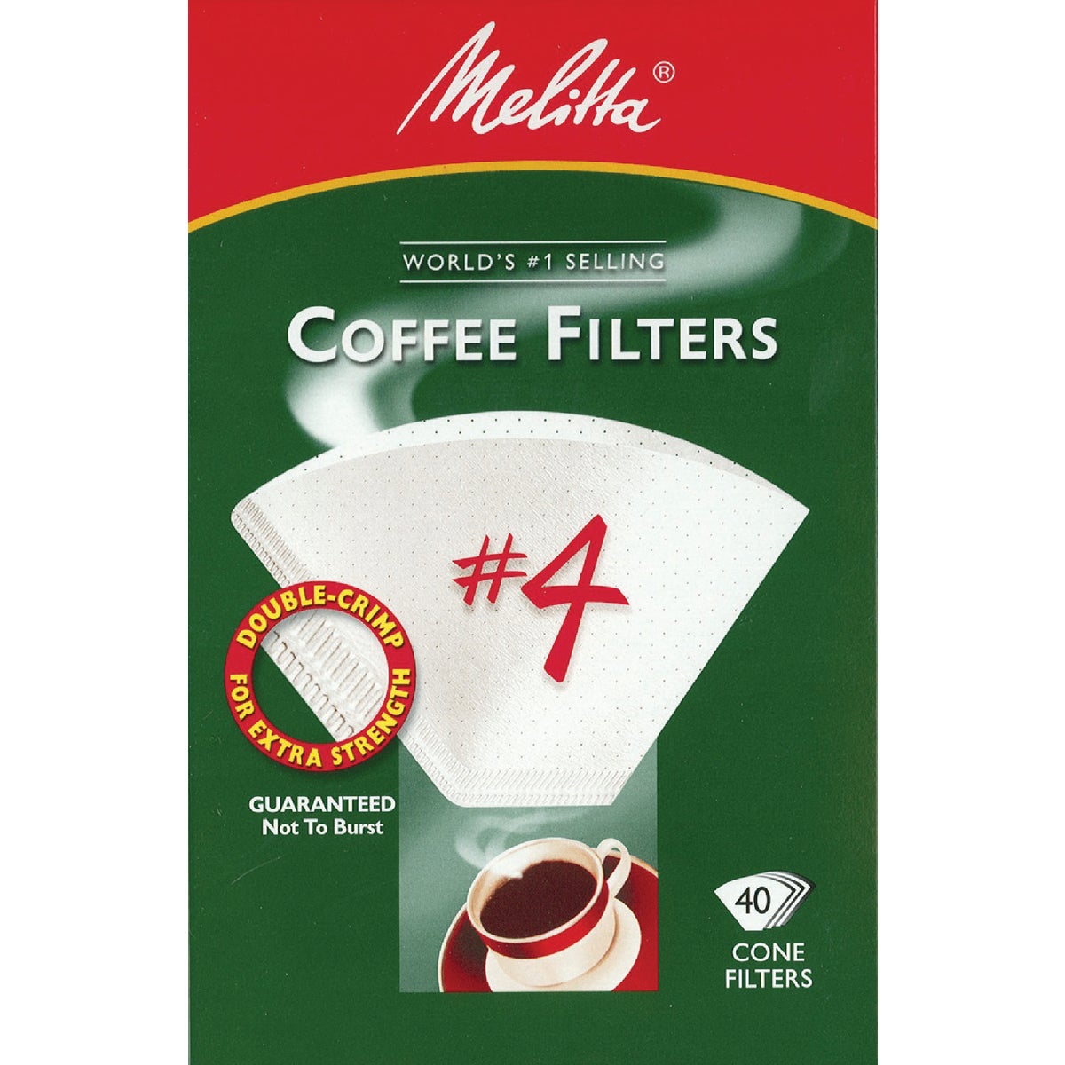 Melitta #4 Cone 8-12 Cup White Coffee Filter (40-Pack)