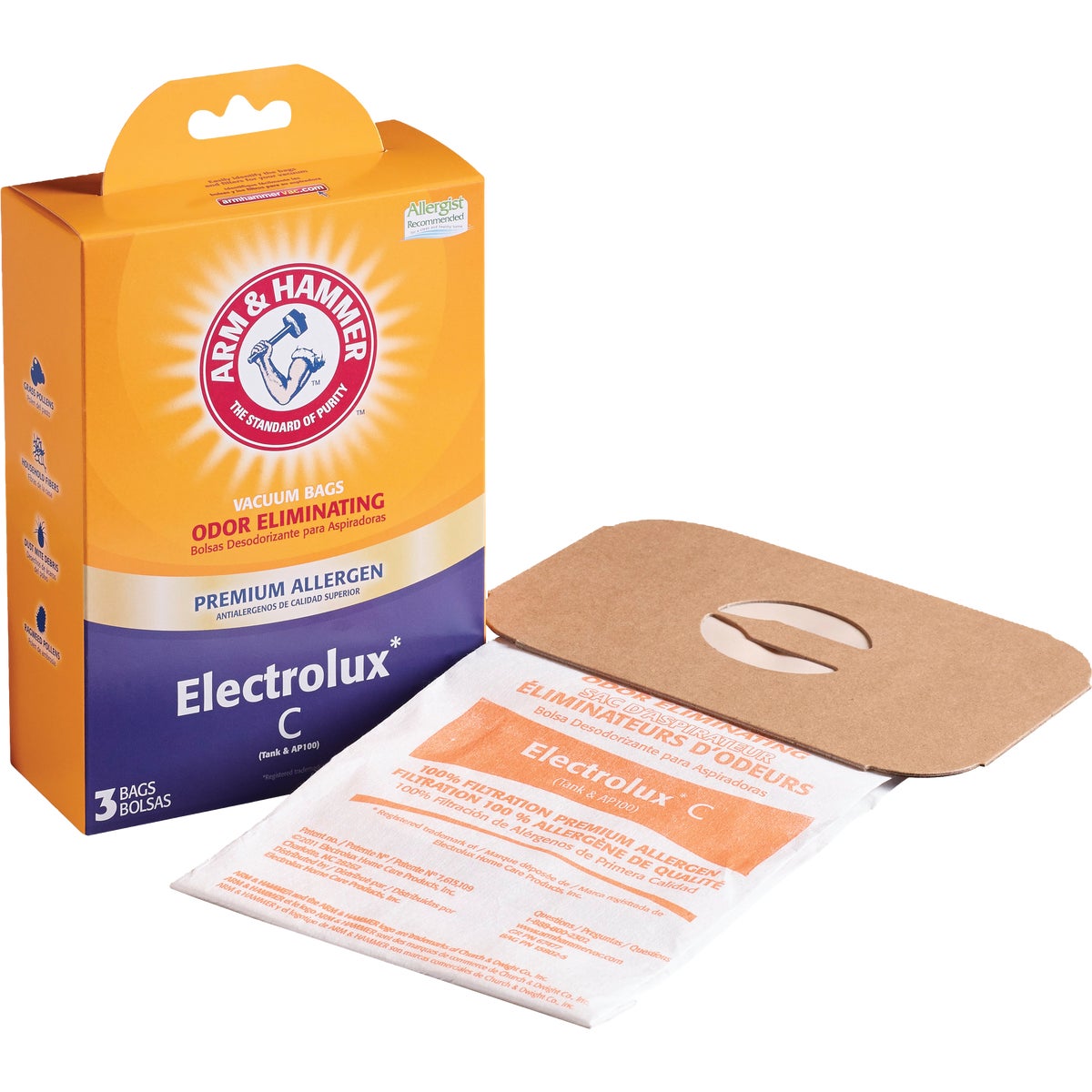 Arm & Hammer Electrolux Style C (Tank) Prem Allergen Vacuum Bag (3-Pack)