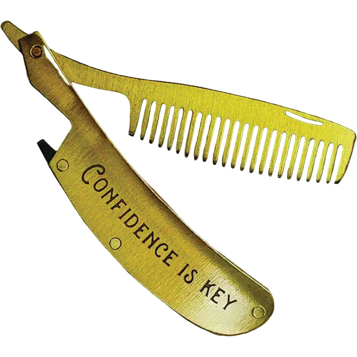 Lucky Jack Brass Plated Folding Beard Comb