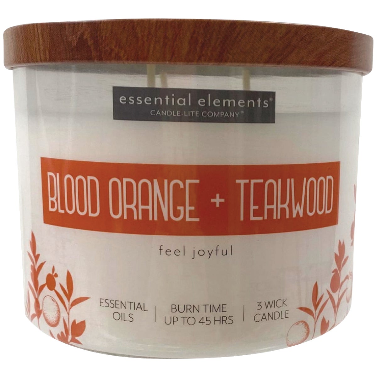 Candle Lite Essential Elements 14.75 Oz. Blood Orange & Teakwood Jar Candle with Lid