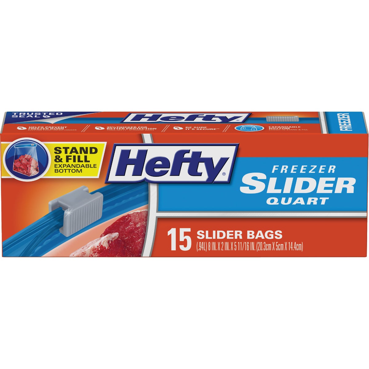 Hefty Stand & Fill Slider Freezer Bag