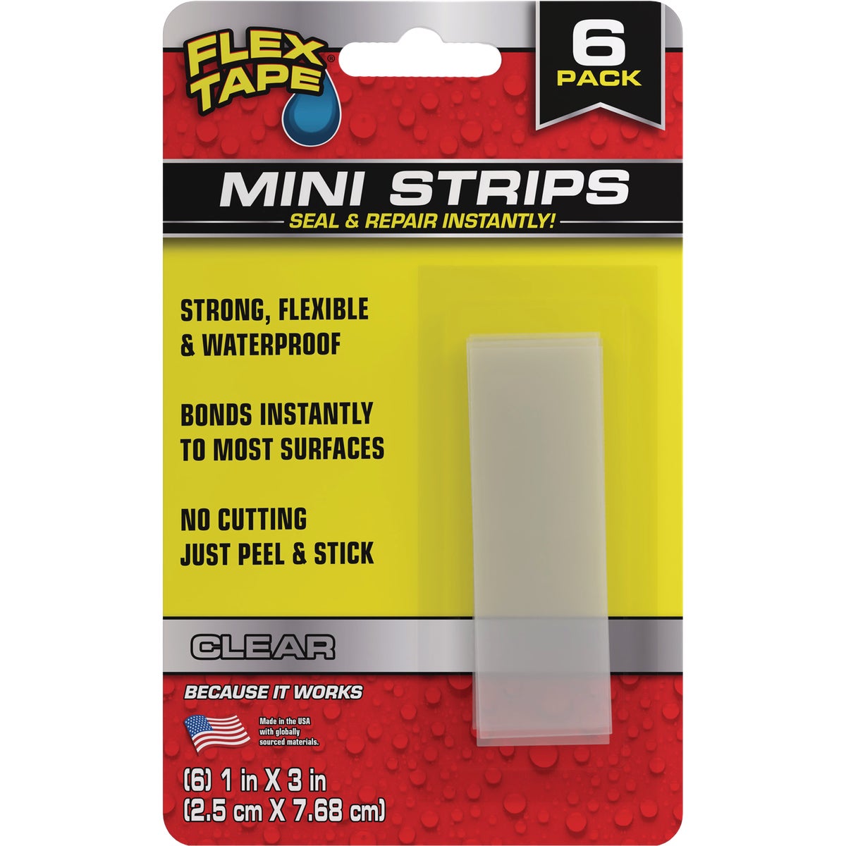 Flex Tape 1 In. x 3 In. Clear Mini Strips (6-Pack)