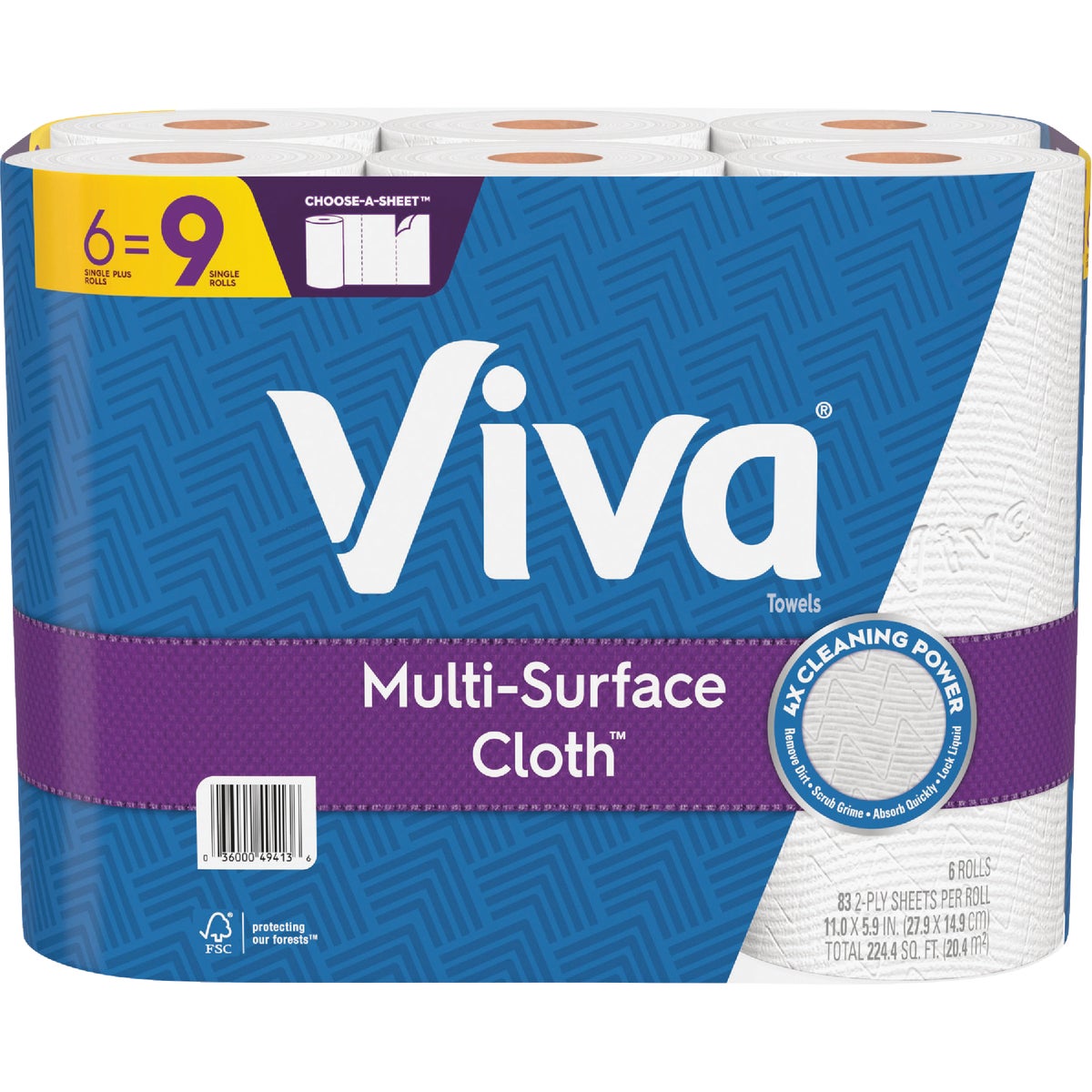 Viva Multi-Surface Cloth Choose-A-Sheet Single Plus Paper Towels (6 Single Plus)