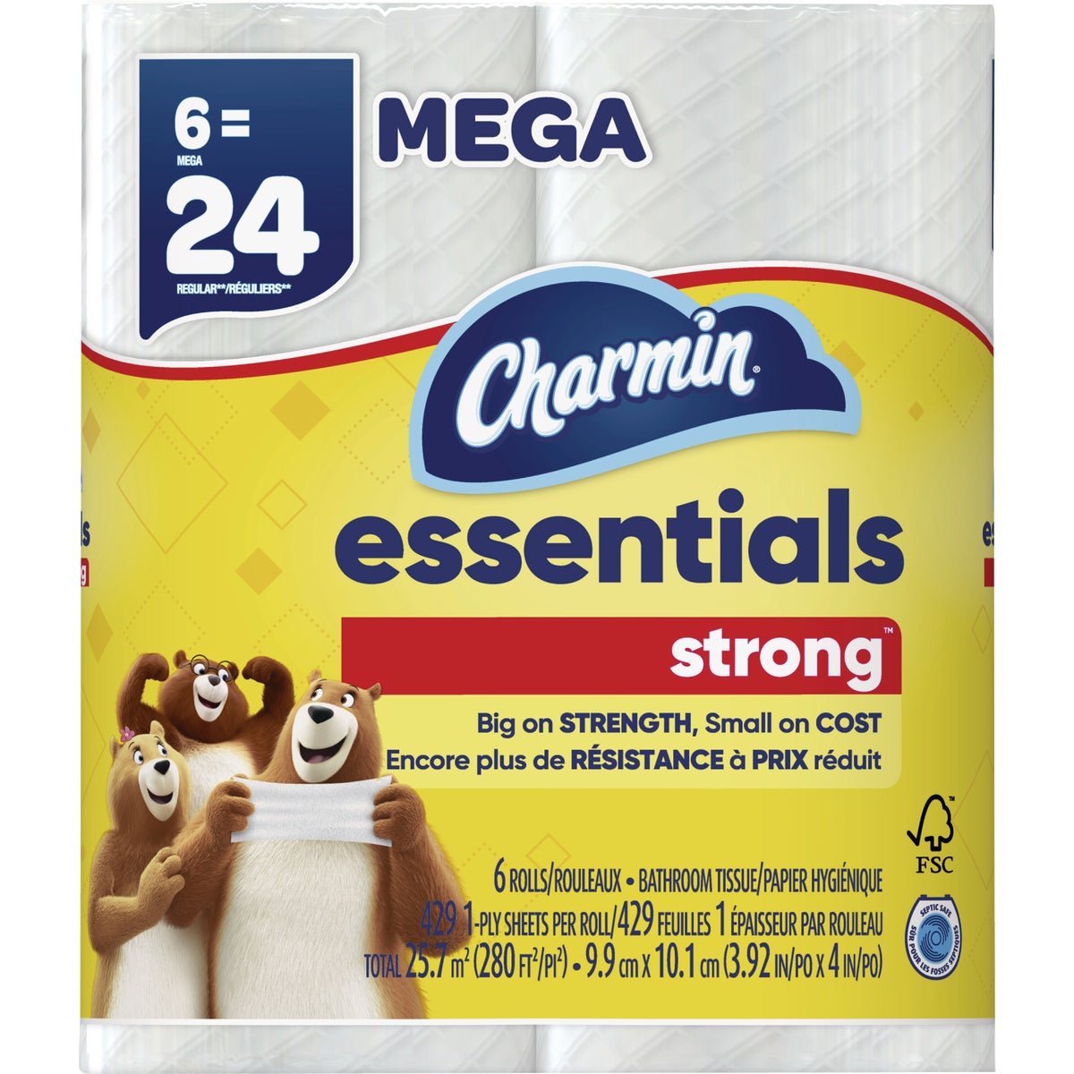 Charmin Essentials Strong Toilet Paper (6 Mega Rolls)
