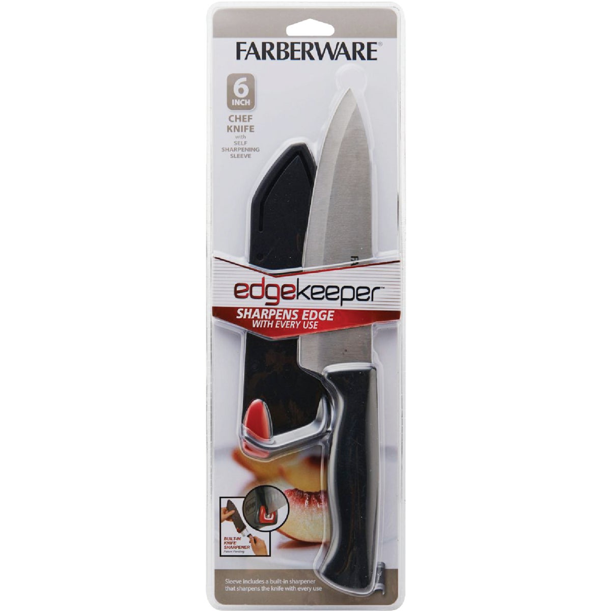 Farberware 6 In. Black Chef Knife with Edgekeeper Sheath