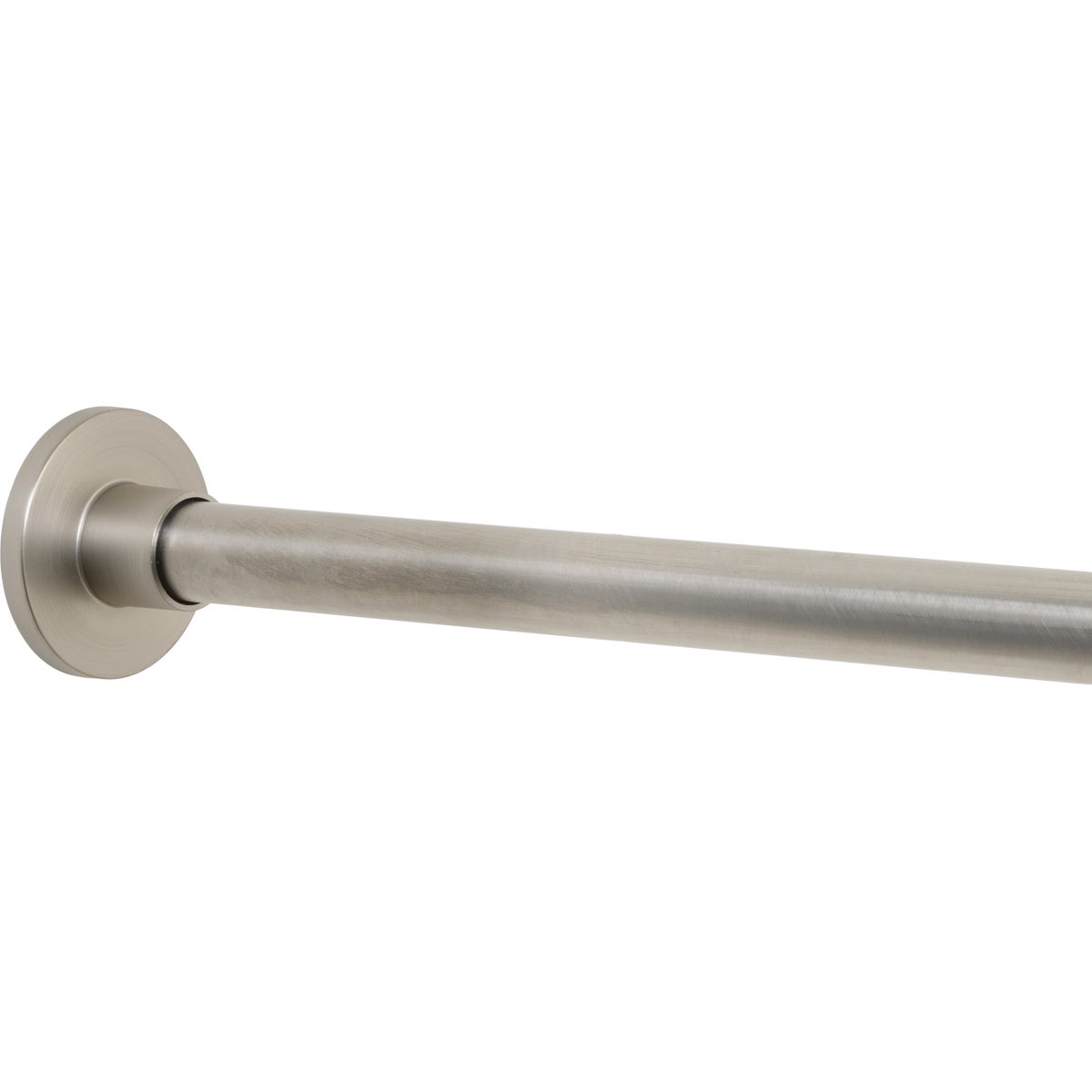 Zenna Home Straight 50 In. to 86 In. Rustproof Stainless Steel Adjustable Tension Shower Curtain Rod, Brushed Nickel