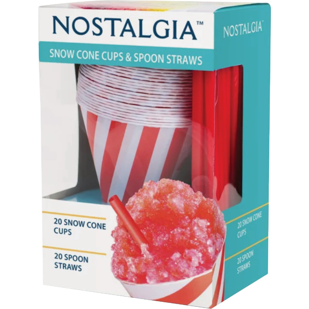 Nostalgia Snow Cone Cups and Straws (20-Count)