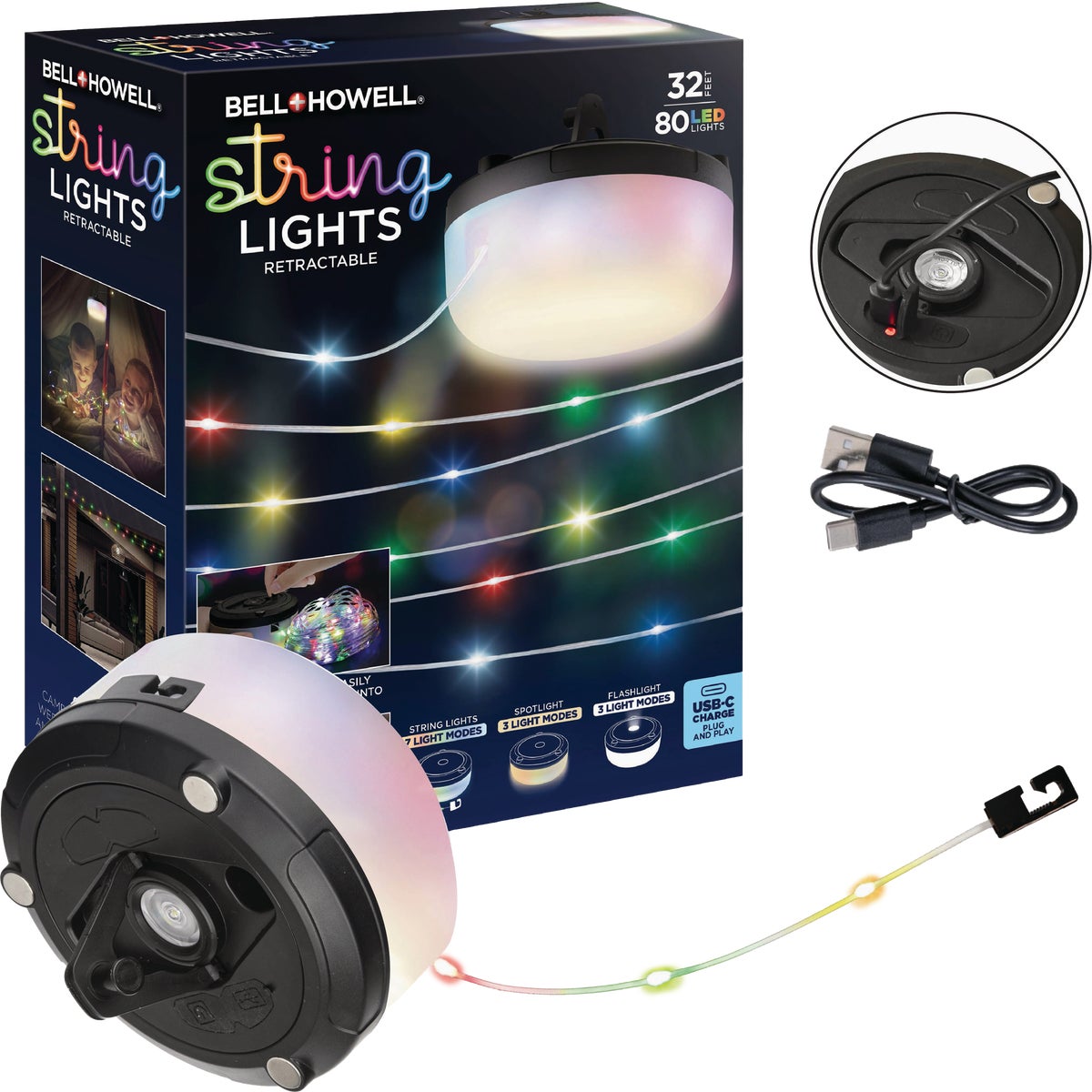 Bell+Howell Retractable RGB LED String Light Set