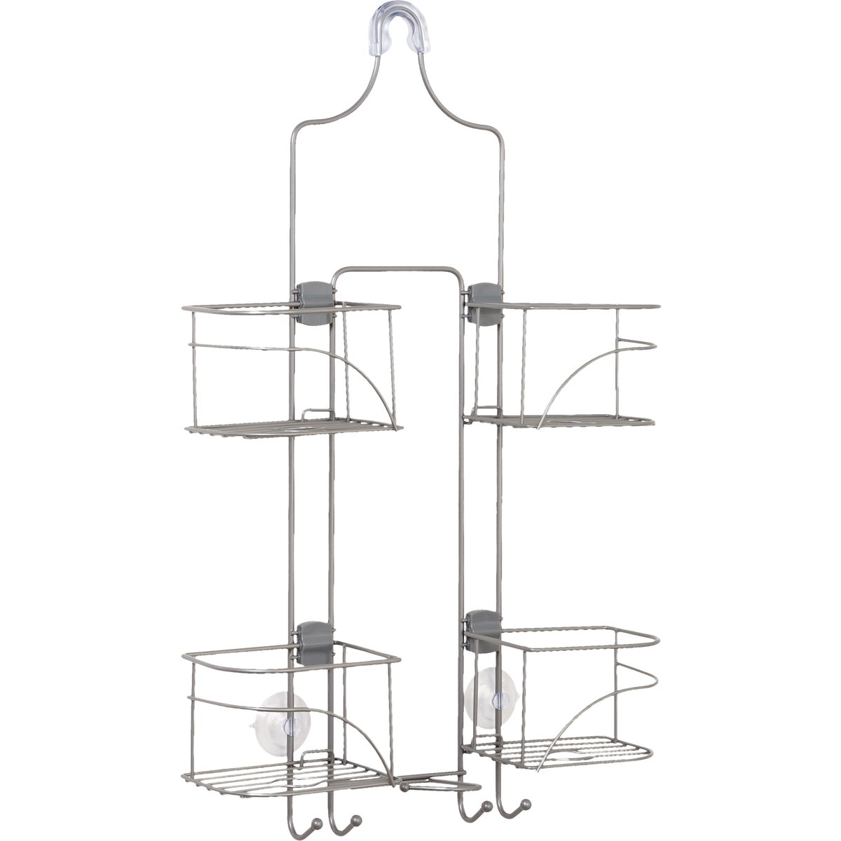 Zenna Home 10-1/4 In. x 24-3/4 In. Satin Nickel Expandable Hanging Shower Caddy