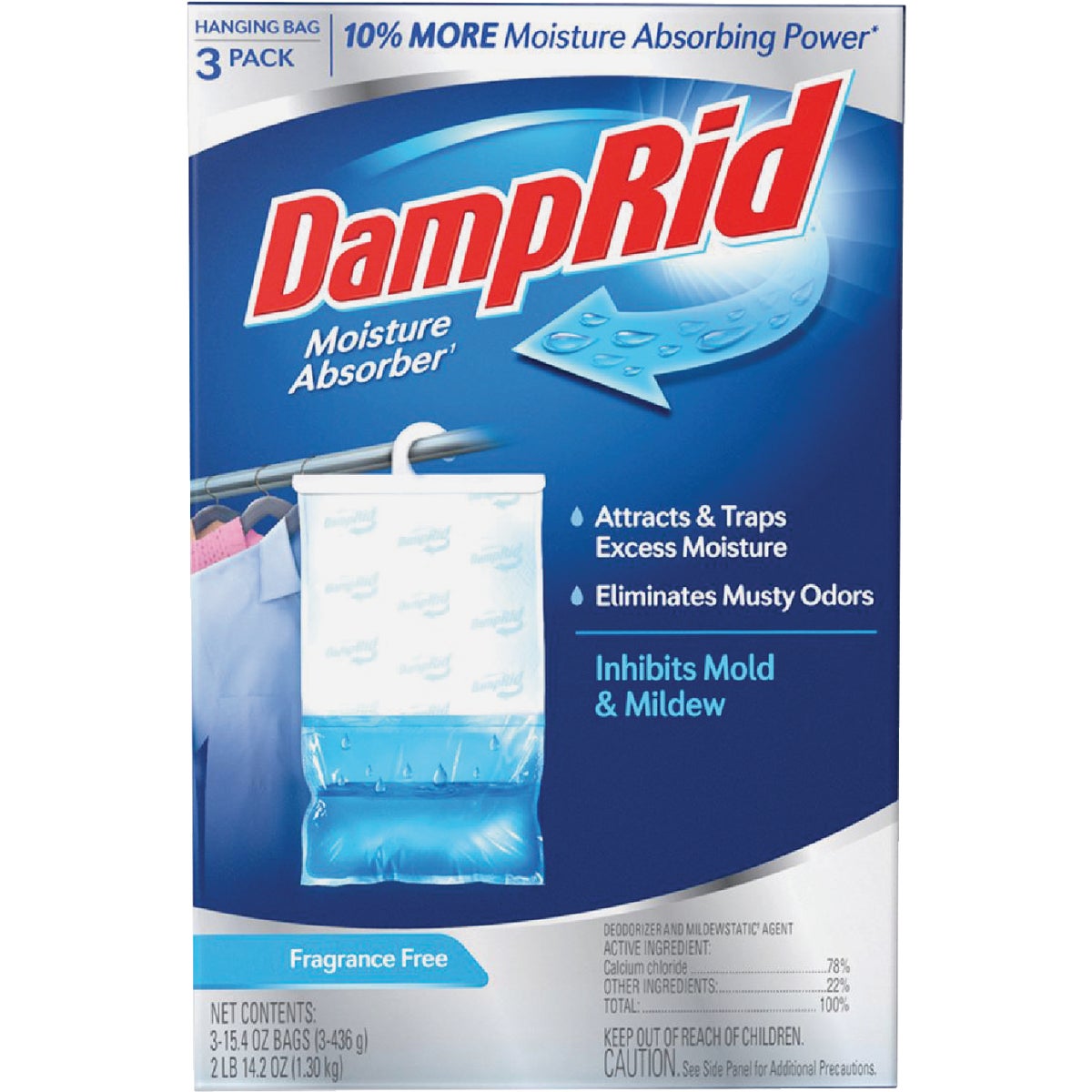 DampRid 15.4 Oz. Fragrance Free Hanging Moisture Absorber - EPA Registered (3-Pack)