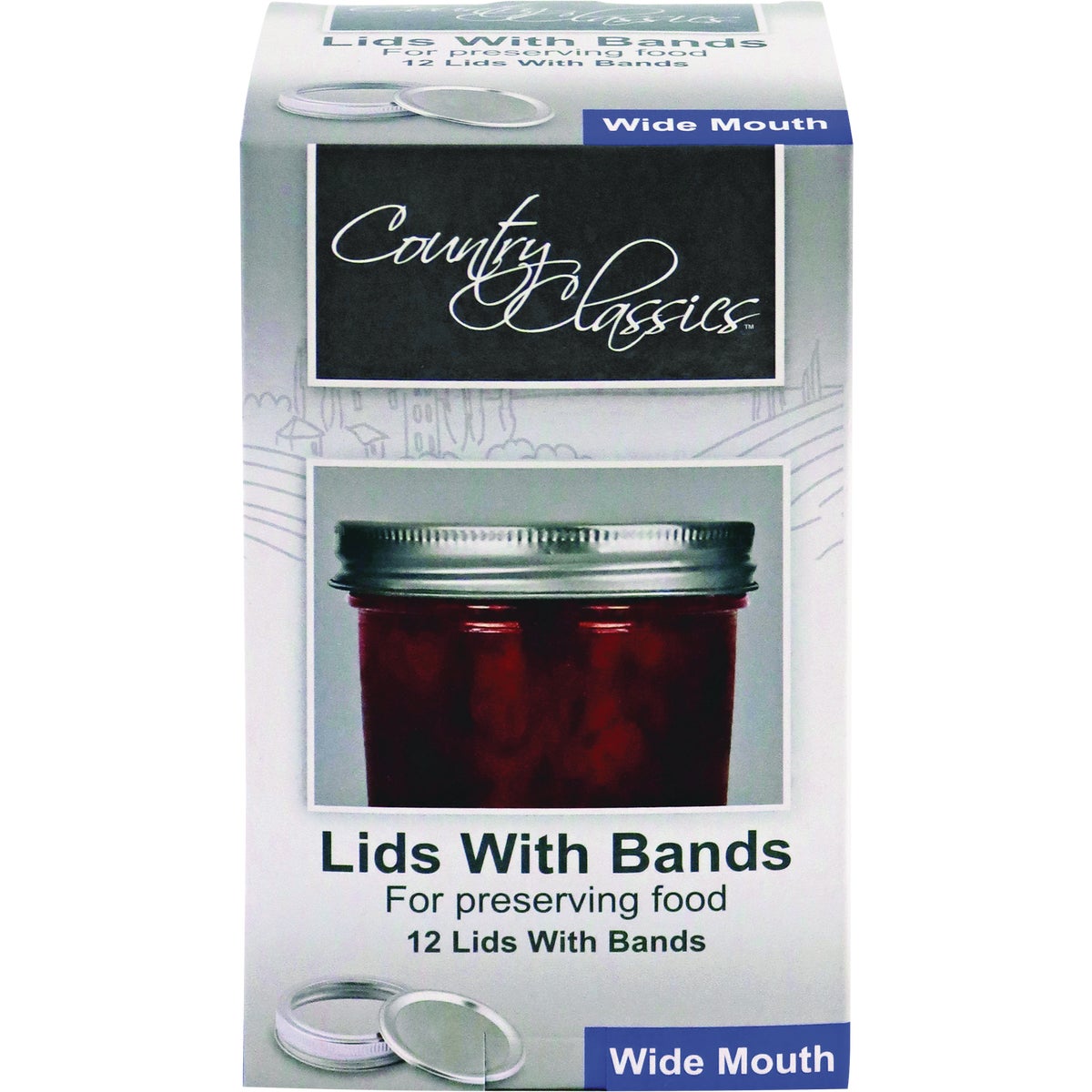Country Classics Wide Mouth Canning Jar Lids & Bands (12-Count)