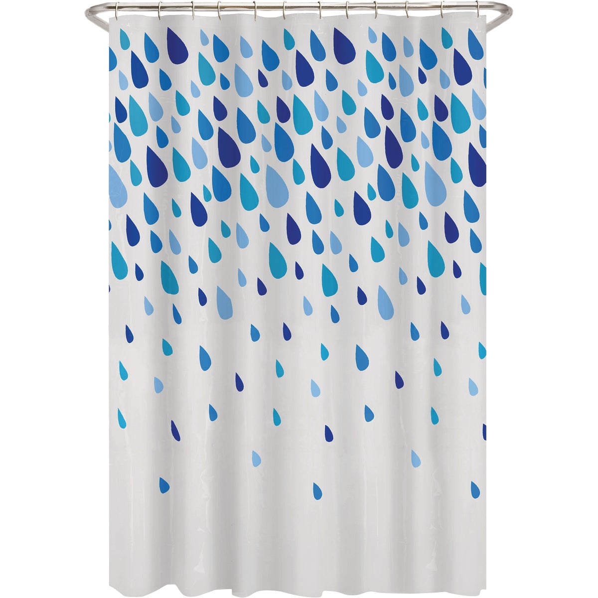 Zenna Home 70 In. x 72 In. Rain Drops Blue Waterproof PEVA Shower Curtain