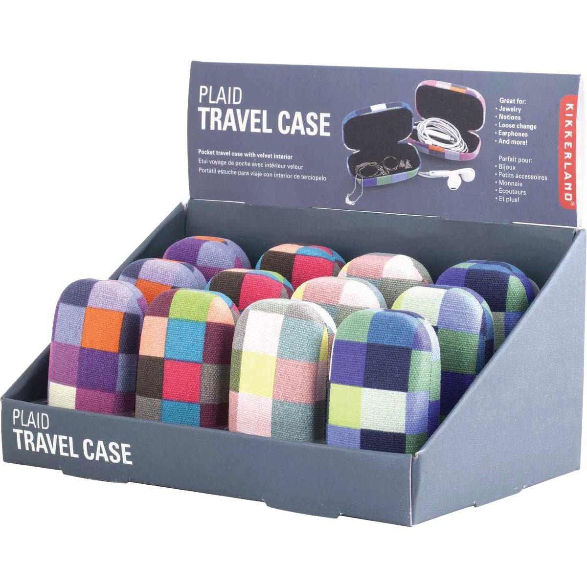 Kikkerland Plaid Pocket Travel Case