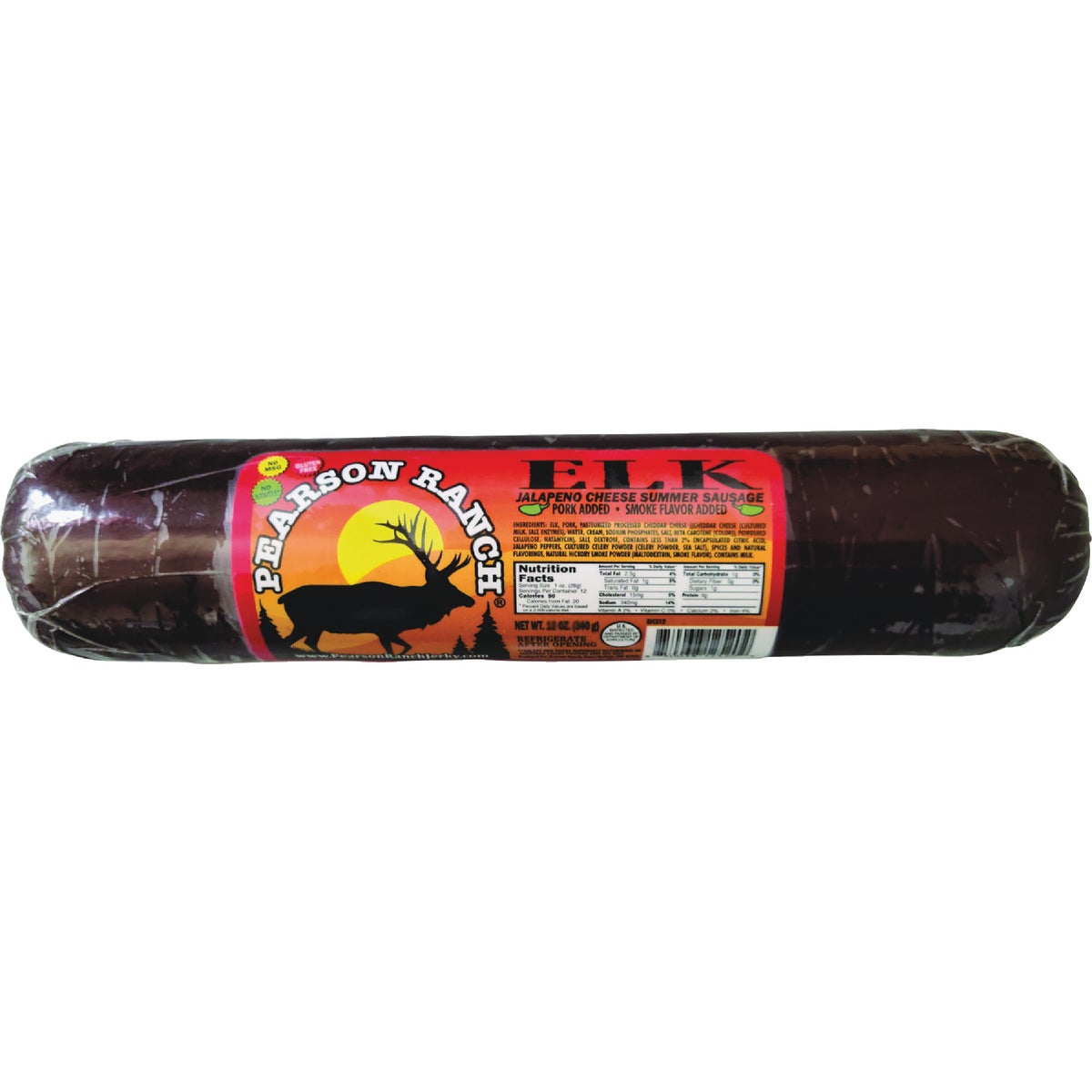 Pearson Ranch Jerky 10 Oz. Elk Jalapeno Cheese Summer Sausage