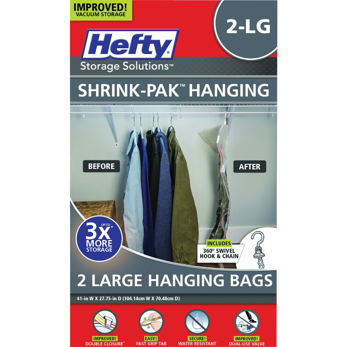 Hefty Shrink-Pak Large Hanging Storage Bags (2-Count)