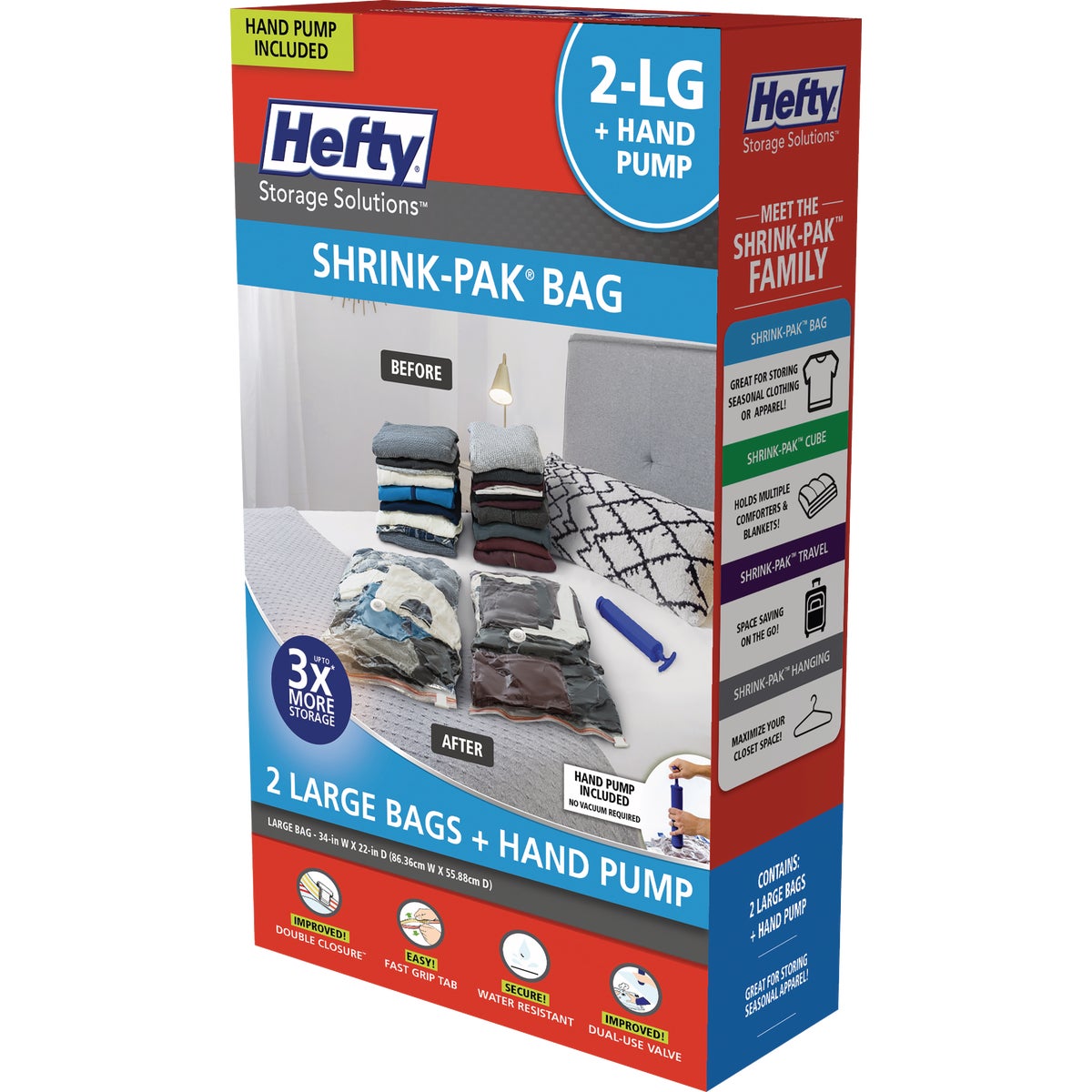 Hefty Shrink-Pak Large Storage Bags with Hand Pump (2-Count)