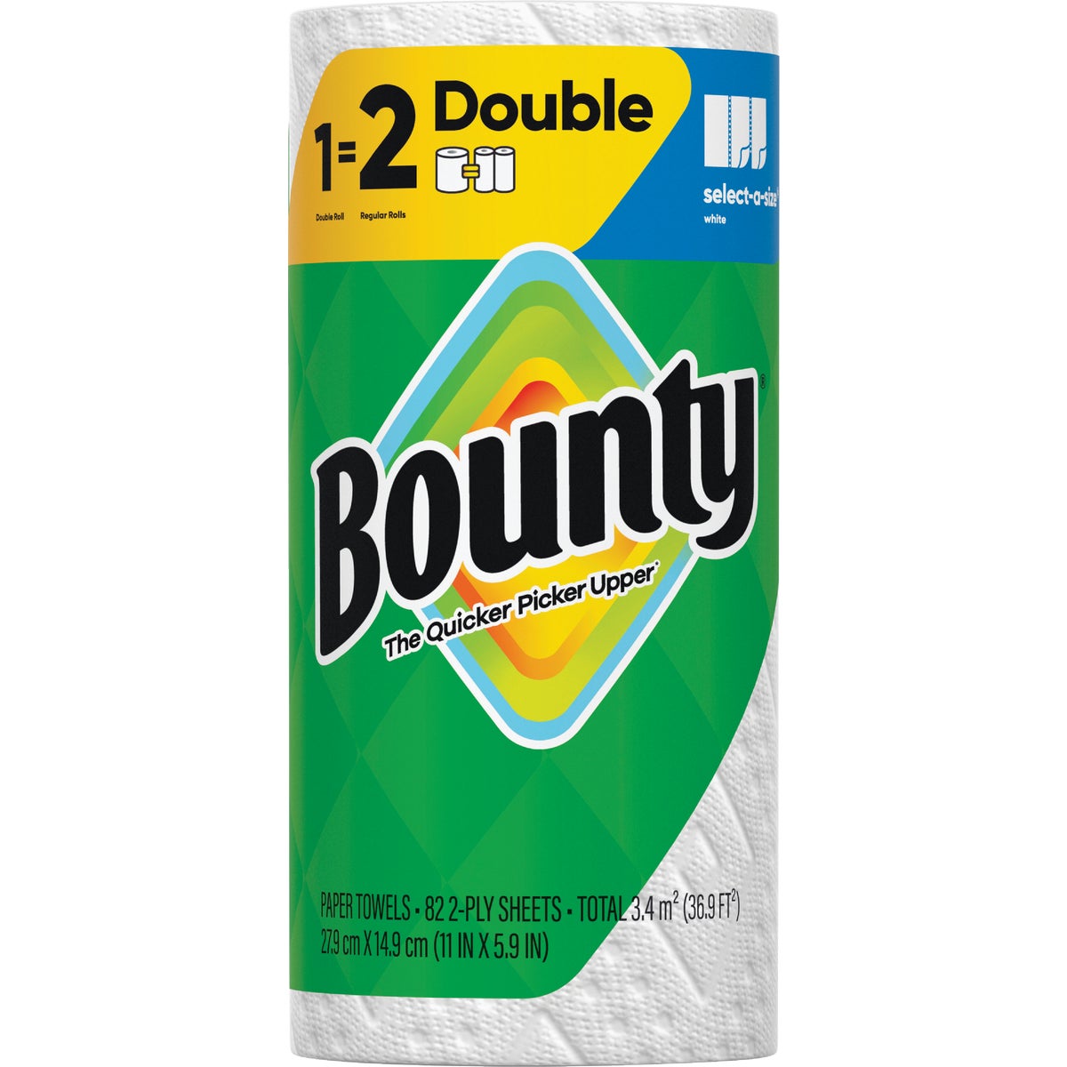 Bounty Select-A-Size Paper Towels, 1 Double Roll, White, 90 Sheets Per Roll