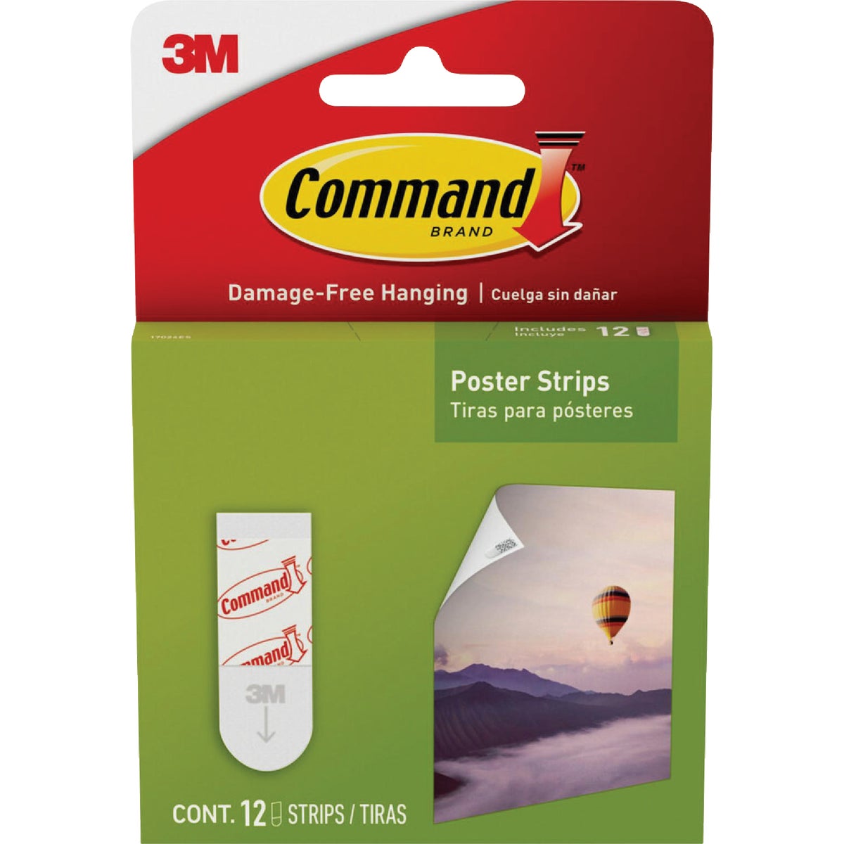 Command 3.87 In. x 0.23 In. 1 Lb. Capacity Removable Poster Mounting Strips (12-Pack)