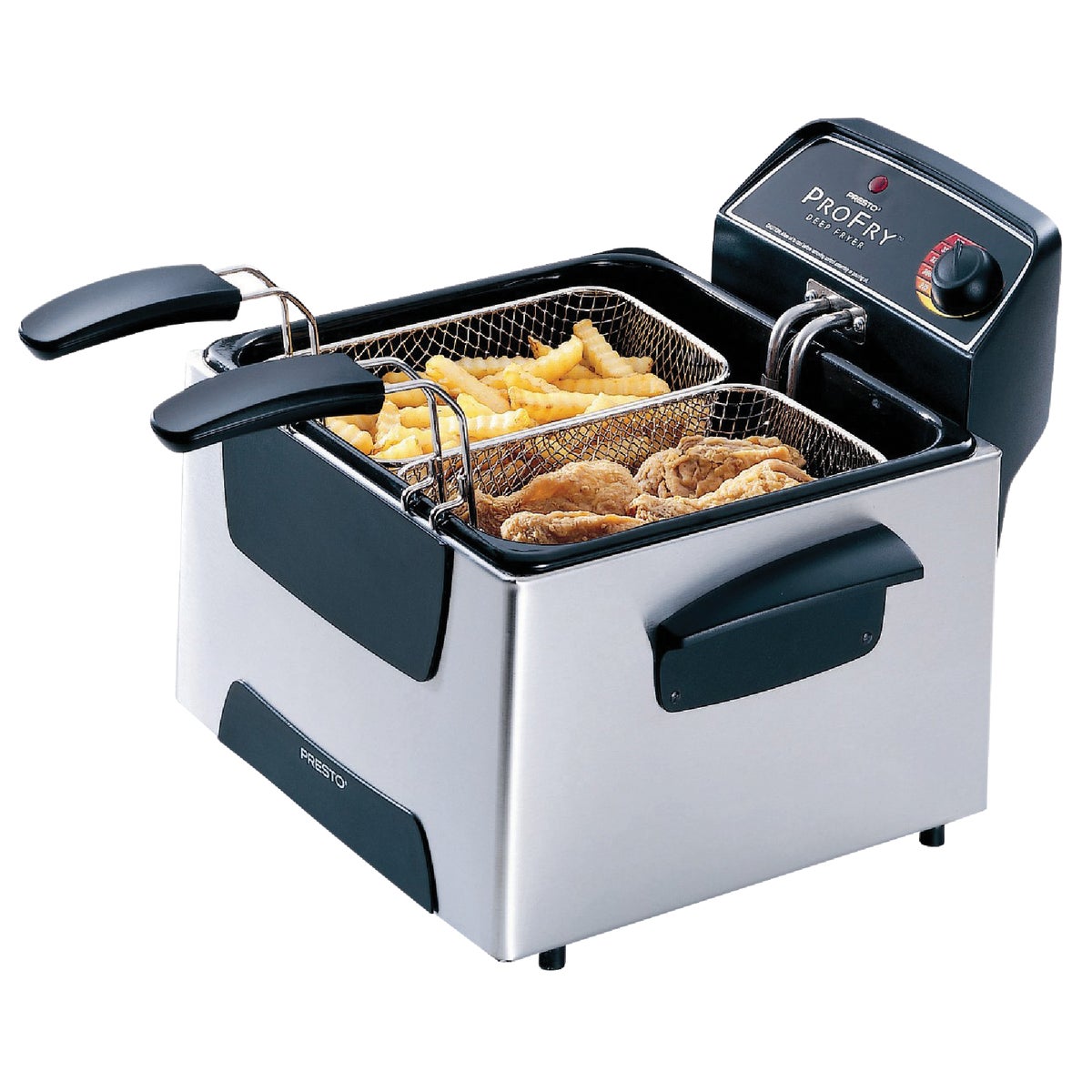 Presto ProFry 3 Qt. Silver Aluminum Dual Basket Deep Fryer