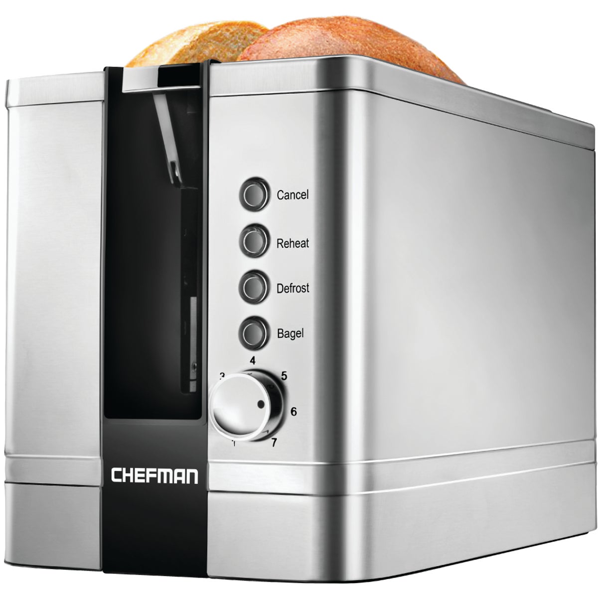 Chefman 2-Slice Stainless Steel Pop-Up Toaster with Extra Wide Slots
