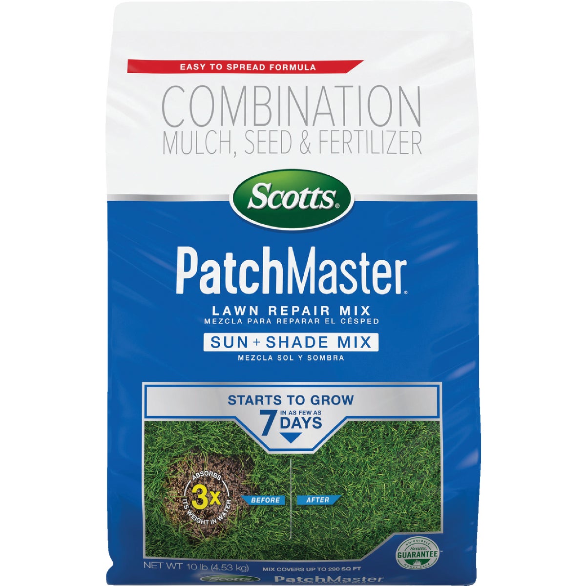 Scotts PatchMaster 10 Lb. 145 Sq. Ft. Lawn Repair Mix Sun and Shade Mix Mulch, Seed and Fertilizer Combination