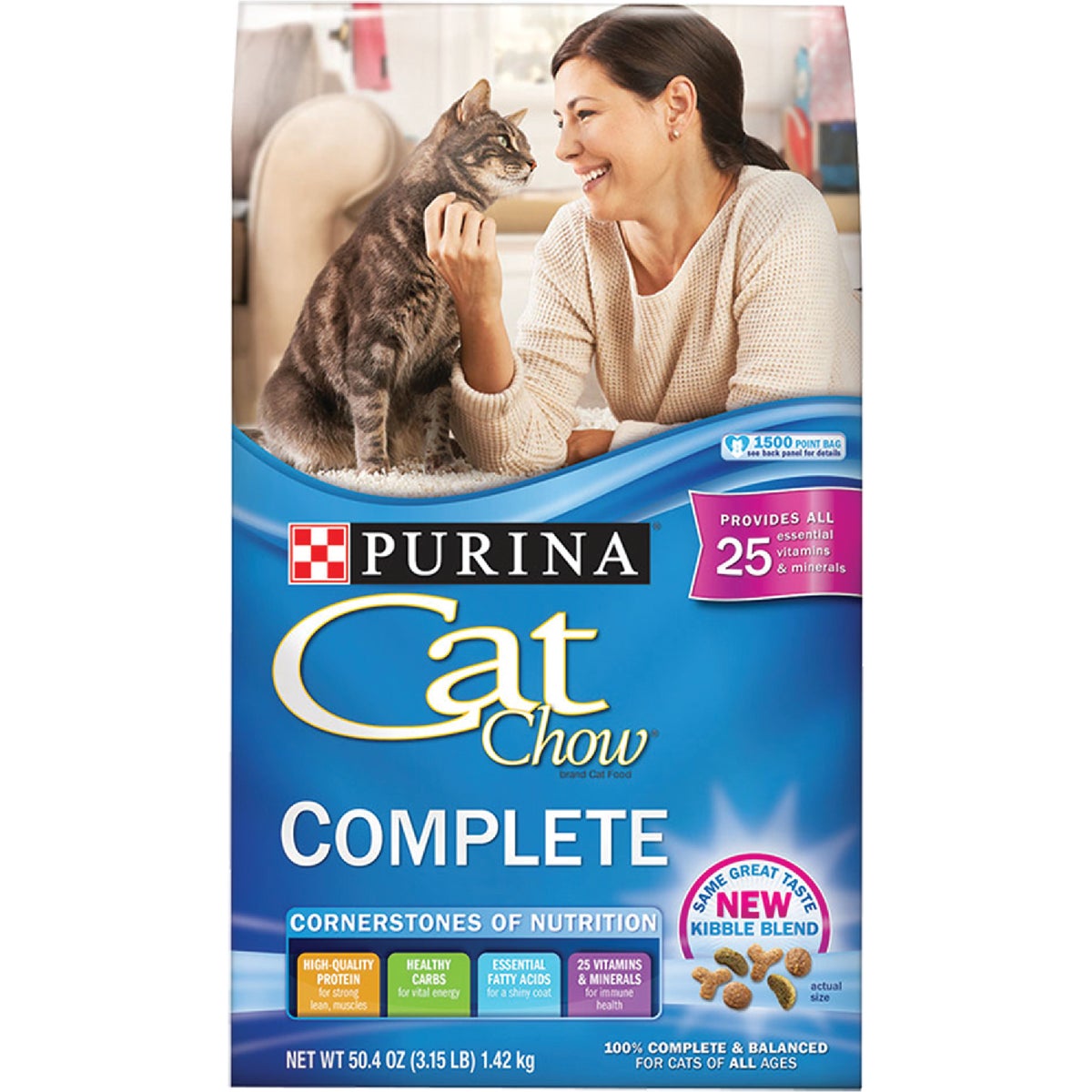 Purina Cat Chow Complete Balance 3.15 Lb. Kibble Blend All Ages Dry Cat Food