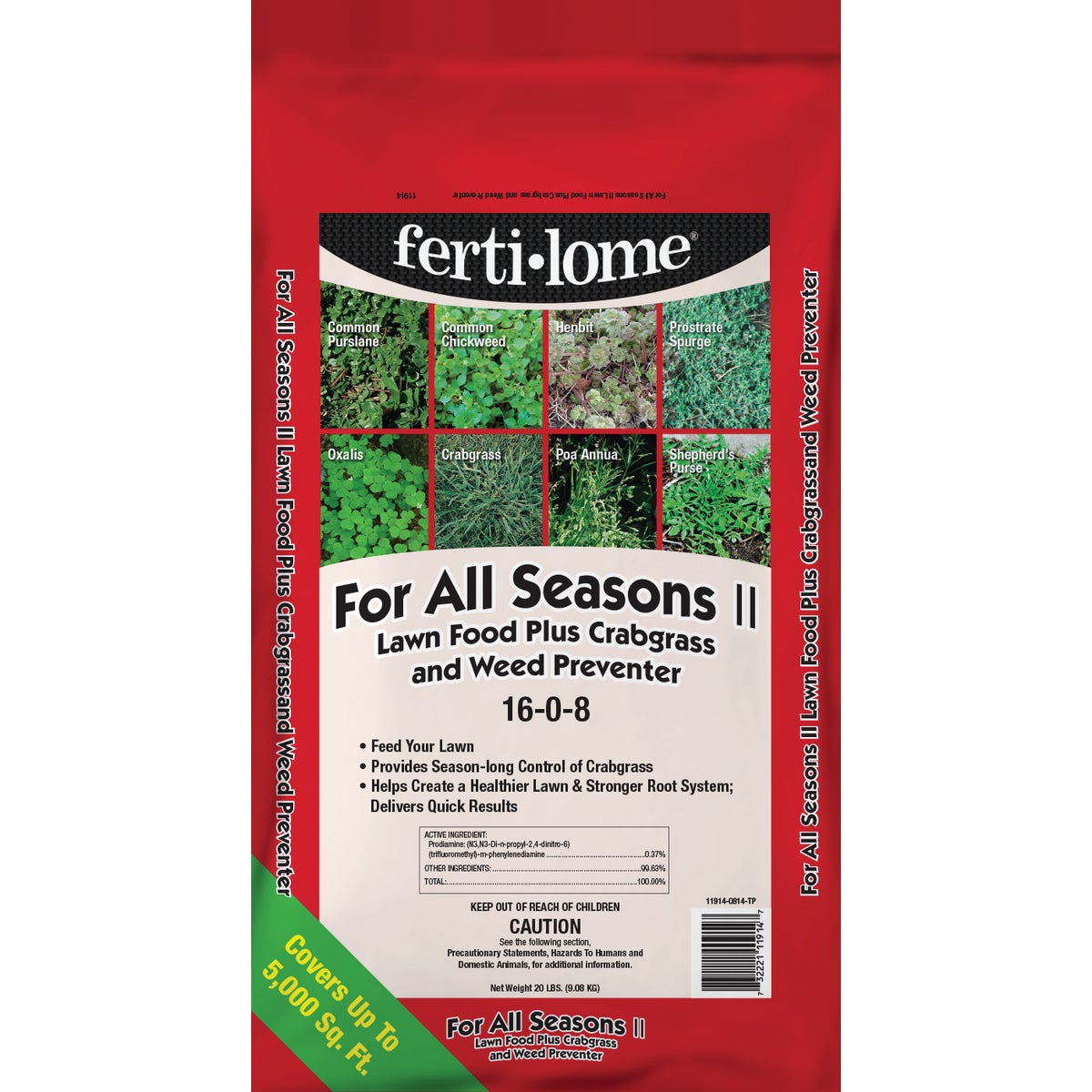 Ferti-lome For All Seasons II 20 Lb. 5000 Sq. Ft. 16-0-8 Lawn Fertilizer with Crabgrass & Weed Preventer