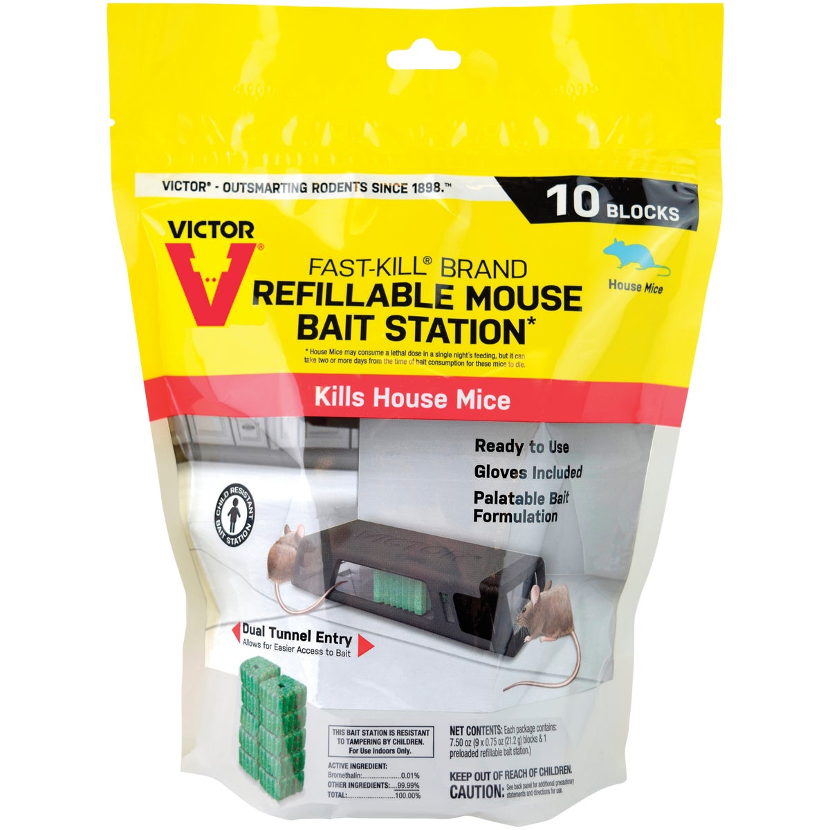 Victor Fast-Kill Refillable Mouse Bait Station (10-Refill)