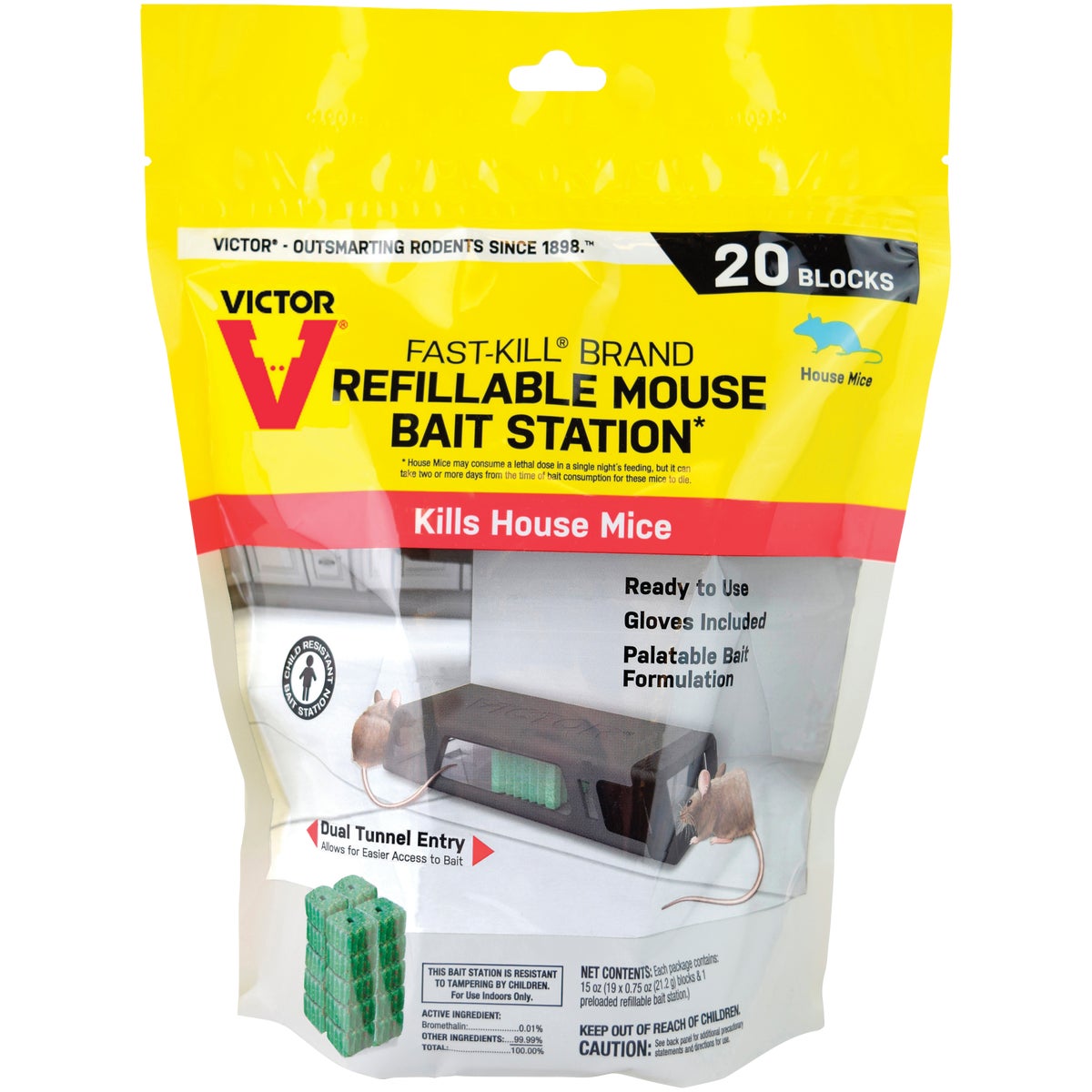 Victor Fast-Kill Refillable Mouse Bait Station (20-Refill)