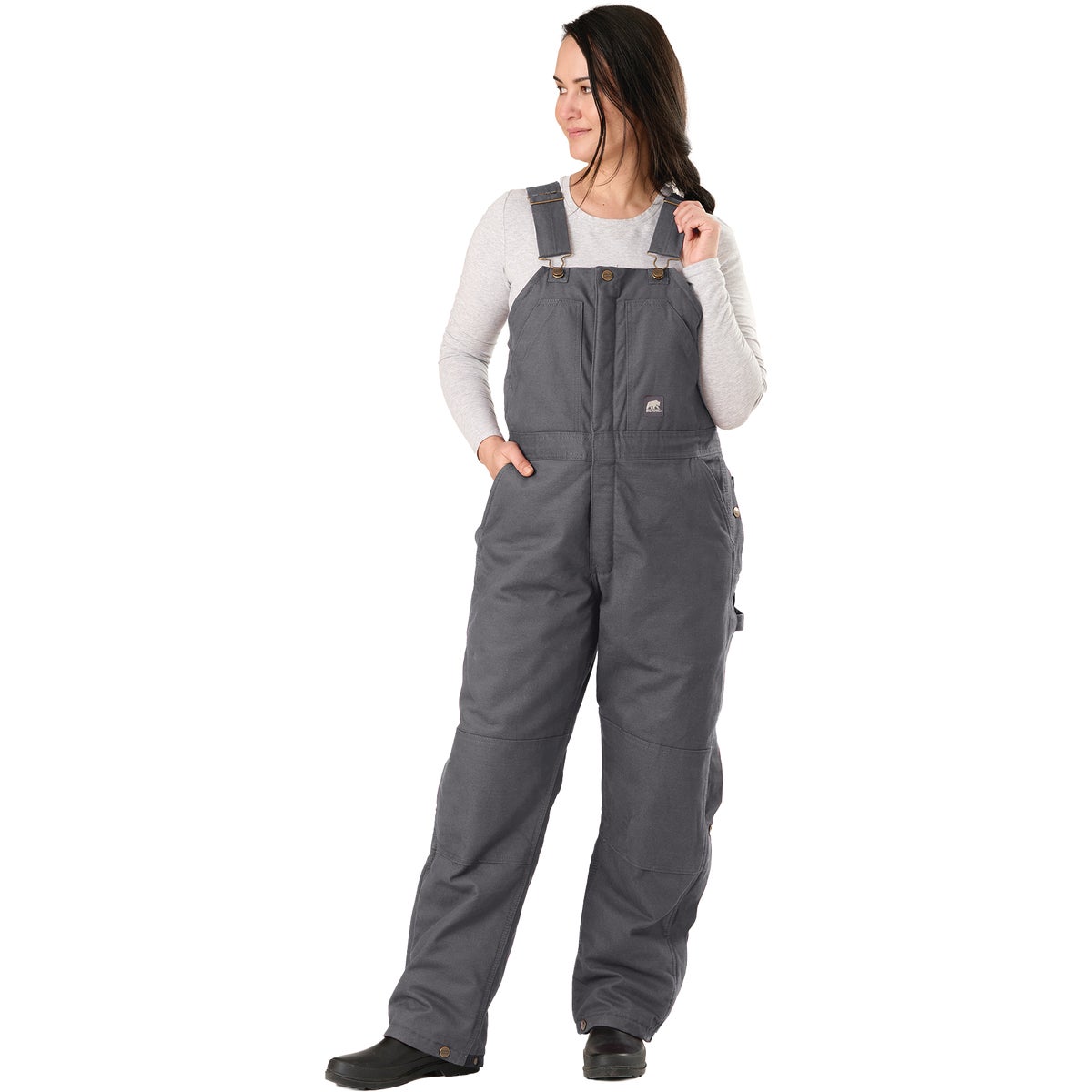 Berne Women's Small Titanium Softstone Duck Insulated Bib Overall