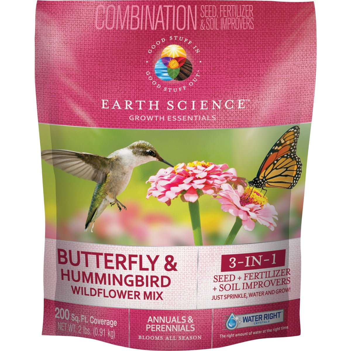 Earth Science  All-In-One 2 Lb. 200 Sq. Ft. Coverage Butterfly & Hummingbird Wildflower Seed Mix