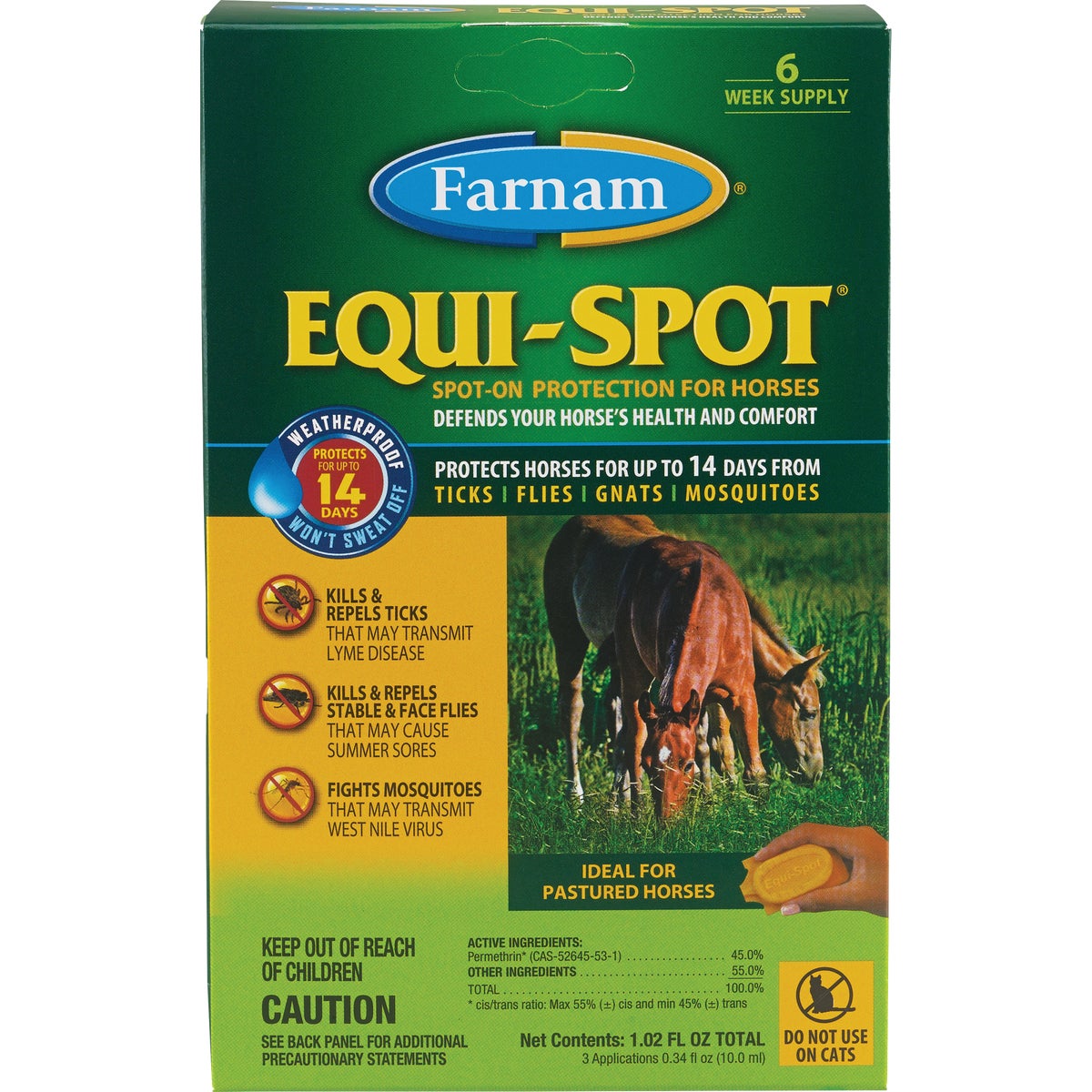 Farnam Equi-Spot 10 Ml. Spot-On Fly Repellent For Horses (3-Pack)
