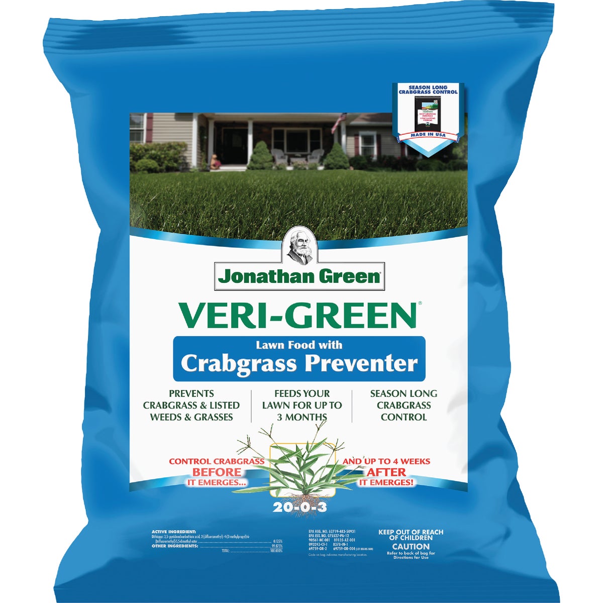 Jonathan Green Veri-Green 15 Lb. 5000 Sq. Ft. 22-0-3 Lawn Fertilizer with Crabgrass Preventer