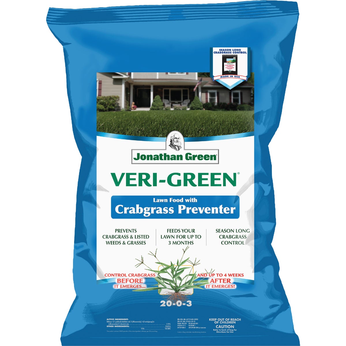 Jonathan Green Veri-Green 45 Lb. 15,000 Sq. Ft. 22-0-3 Lawn Fertilizer with Crabgrass Preventer