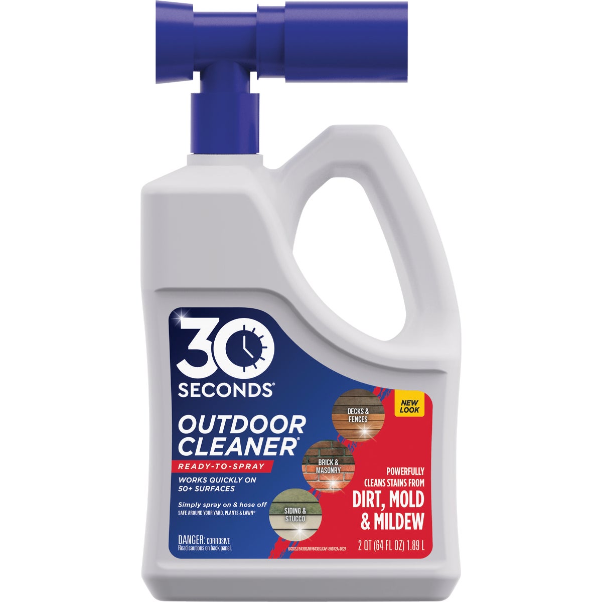 30 seconds Outdoor Cleaner 64 Oz. Ready To Spray Hose End Algae, Mold & Mildew Stain Remover