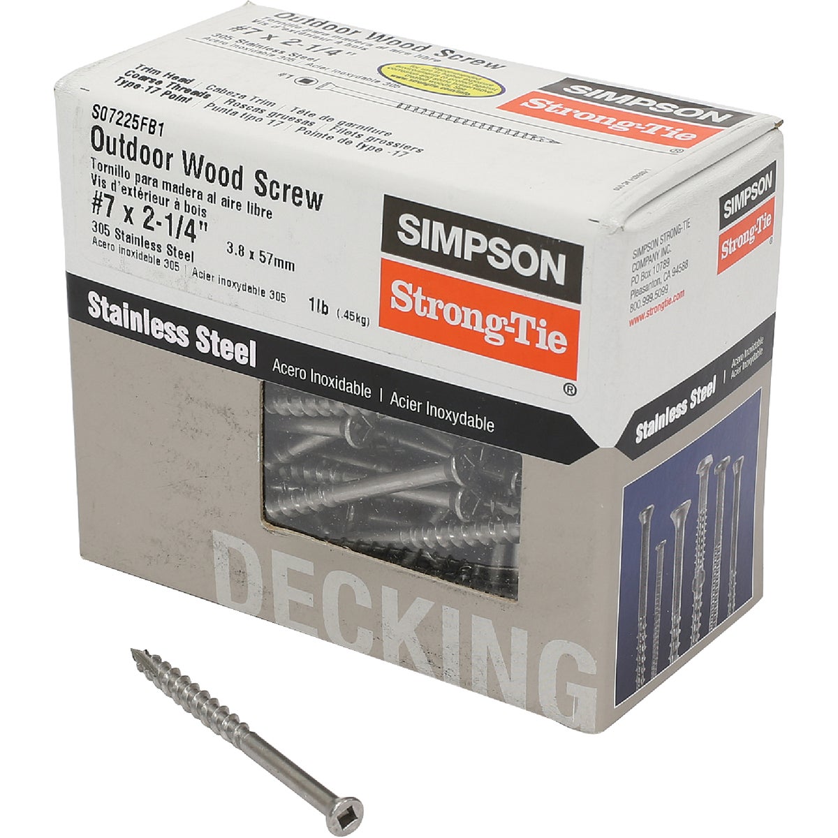 Simpson Strong-Tie #7 x 2-1/4 In. Square Drive Trim Head Stainless Steel Screw (138 per Box)