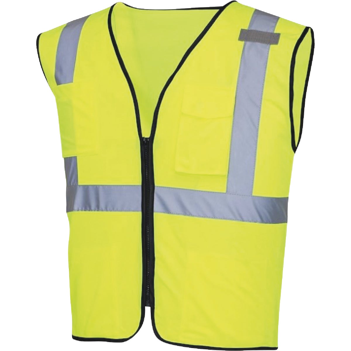 Safety Works Professional ANSI Class 2 Hi Vis Lime Solid Safety Vest, 1 Size Fits Most