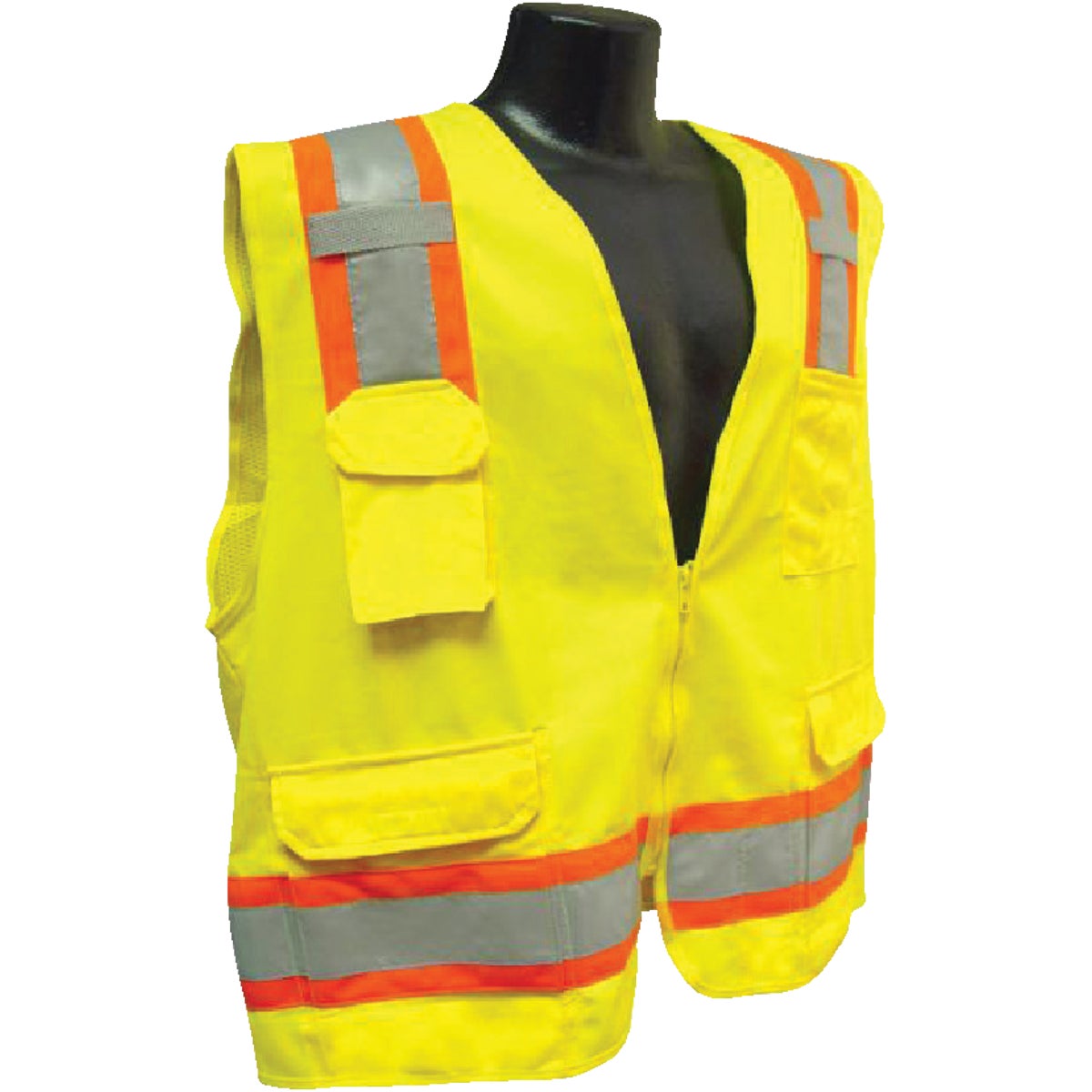 Safety Works Professional ANSI Class 2 Hi Vis Lime Solid Safety Vest, 1 Size Fits Most