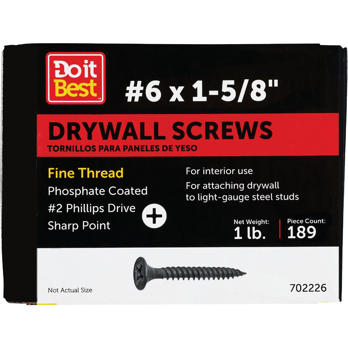 Do it #6 x 1-5/8 In. Fine Thread Multipurpose Drywall Screw (1 Lb. Box)