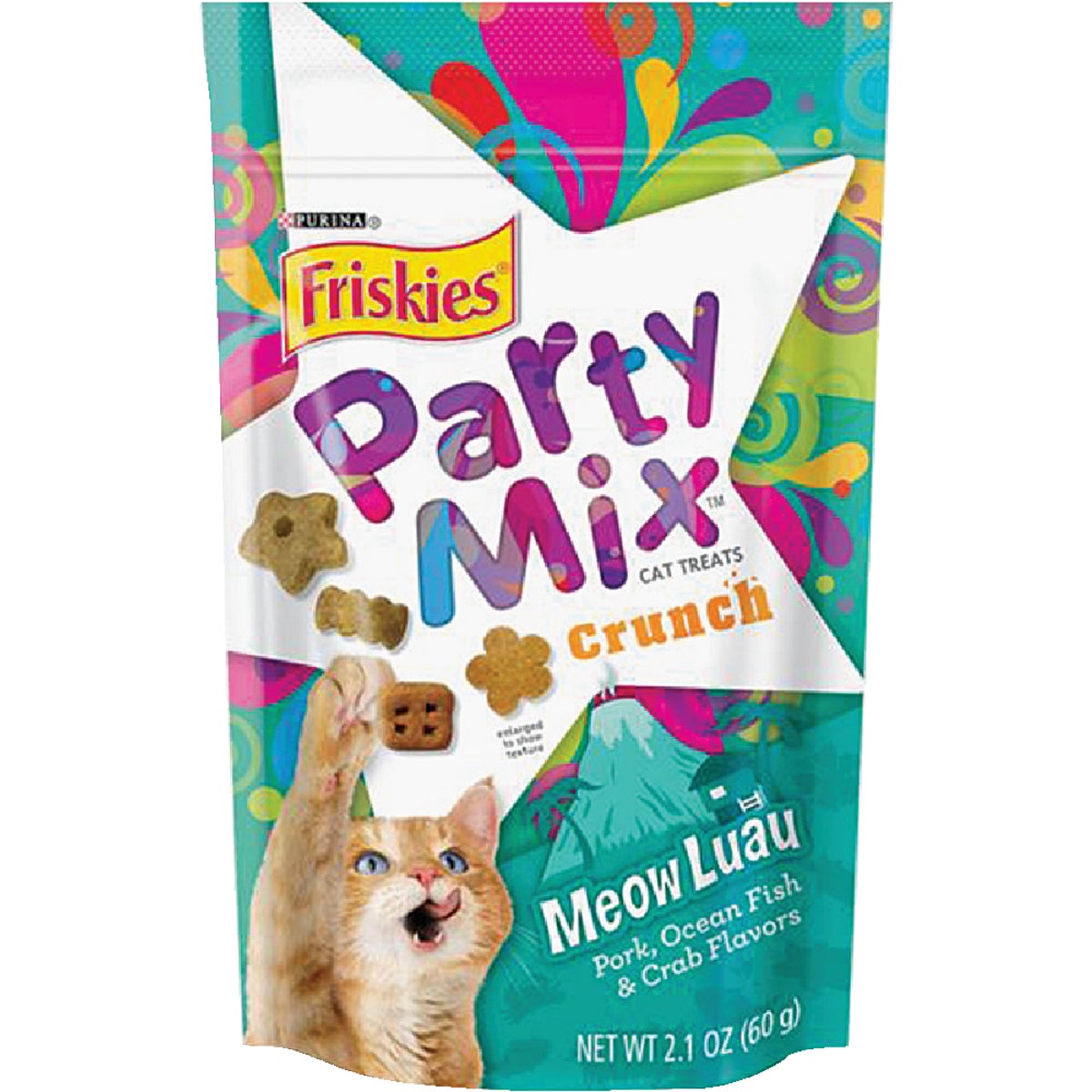 Purina Party Mix Meow Luau-Pork, Ocean Fish, & Crab 2.1 Oz. Cat Treat