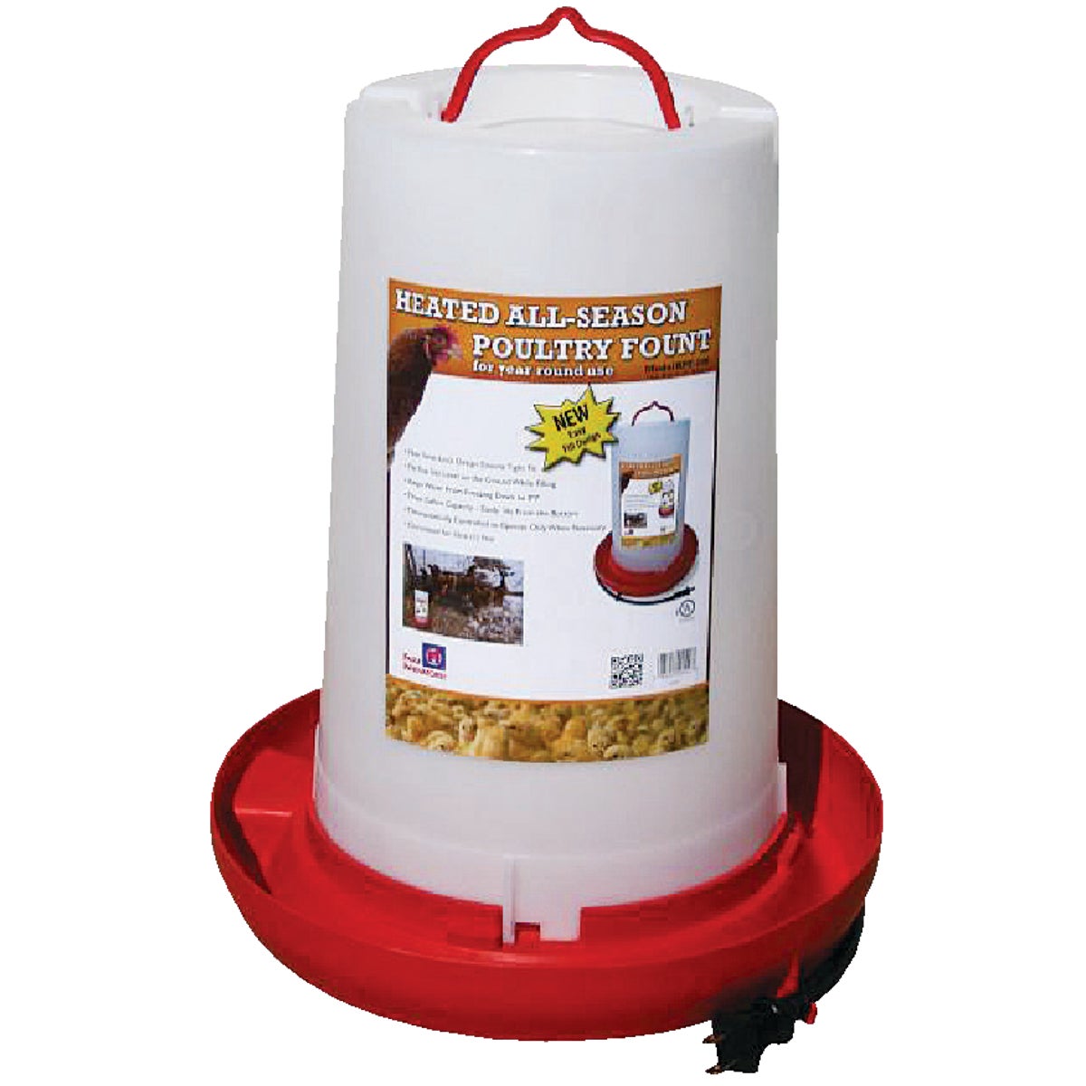 Farm Innovators 3 Gal. Plastic Heated Poultry Fountain