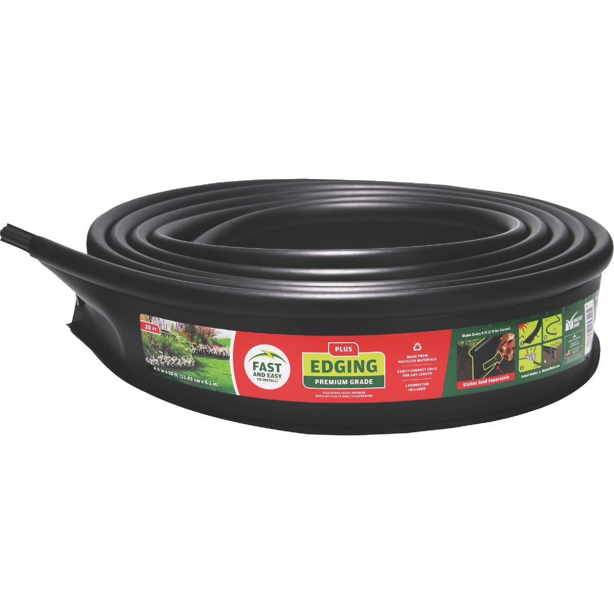 Master Mark Master Gardener Plus Professional 4.5 In. H. x 20 Ft. L. Black Recycled Plastic Lawn Edging