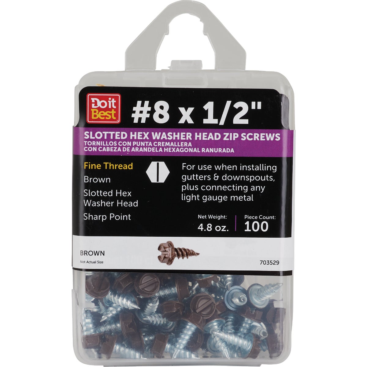 Do it #8 x 1/2 In. Brown Slotted Hex Washer Head Screw (100 Ct.)