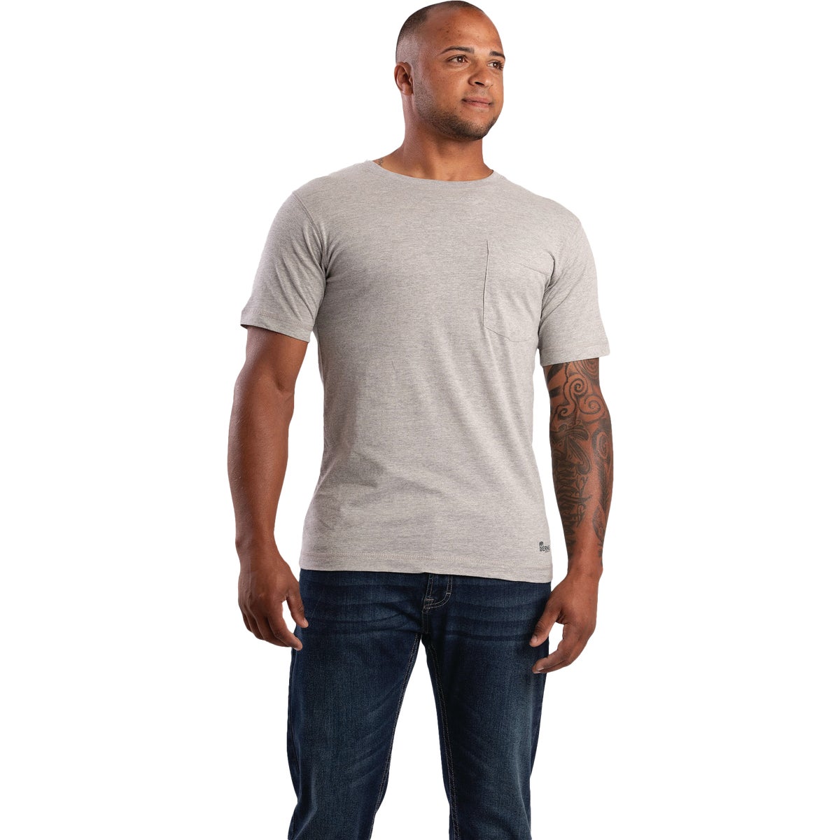 Berne Performance Men's Regular Large Heather Gray Short Sleeve Pocket T-Shirt