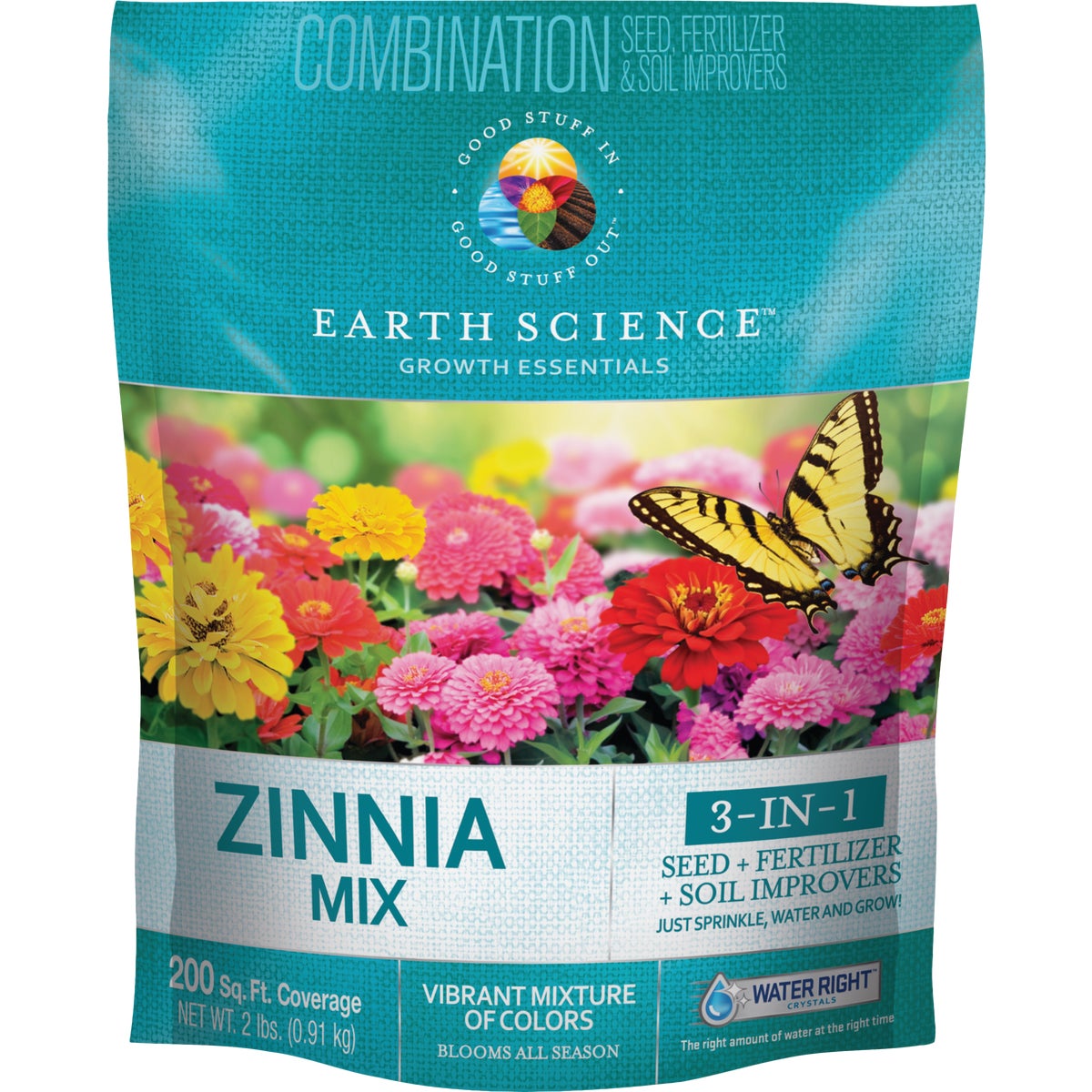 Earth Science All-In-One 2 Lb. 200 Sq. Ft. Coverage Zinnia Wildflower Seed Mix